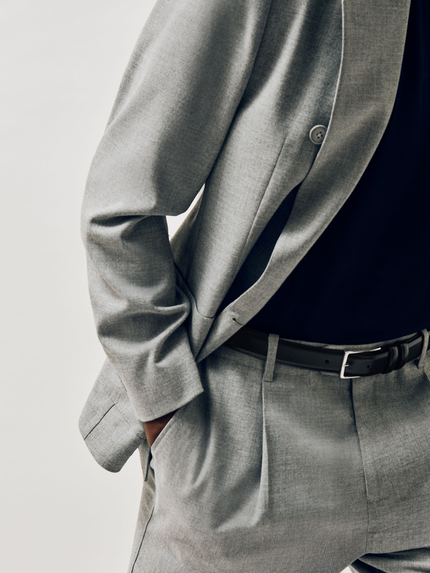 Smooth Leather Belt in Black