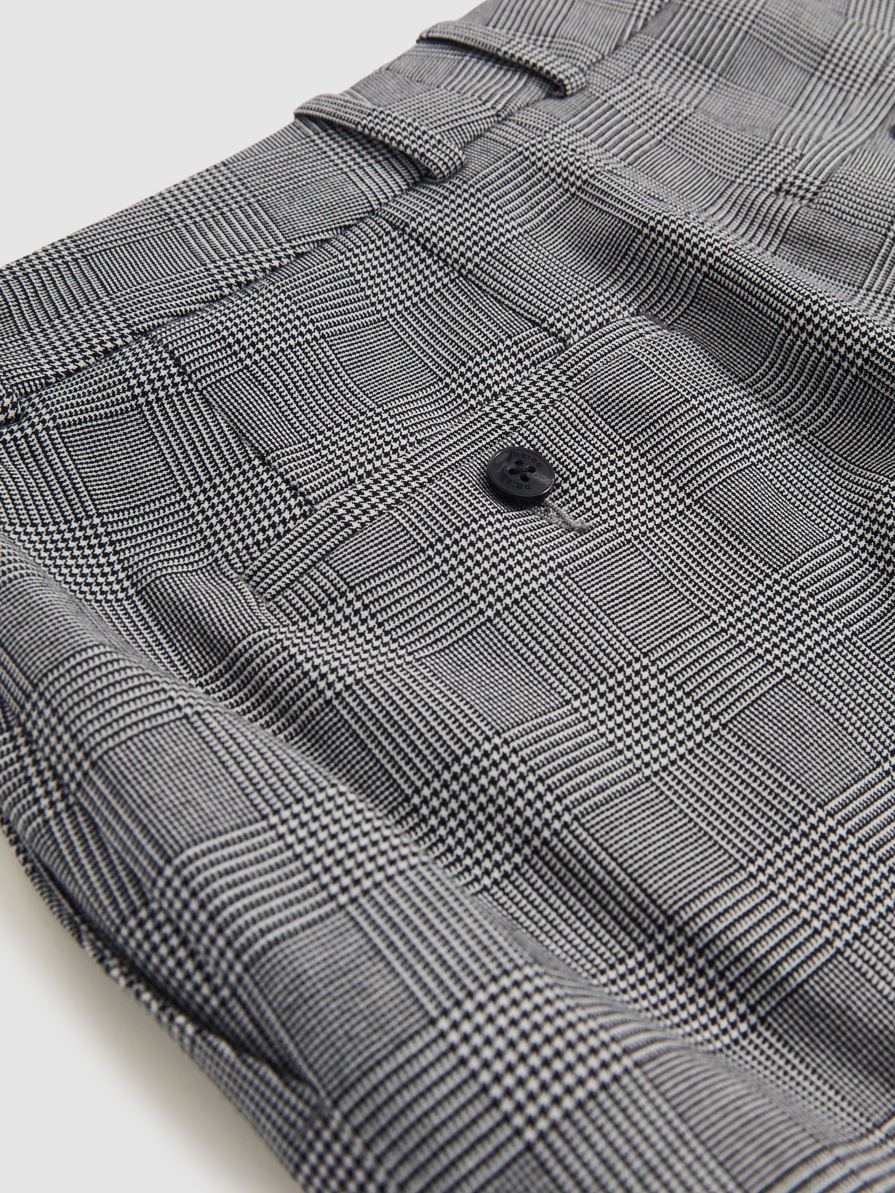 Petite Check Slim-Fit Suit Trousers in Grey