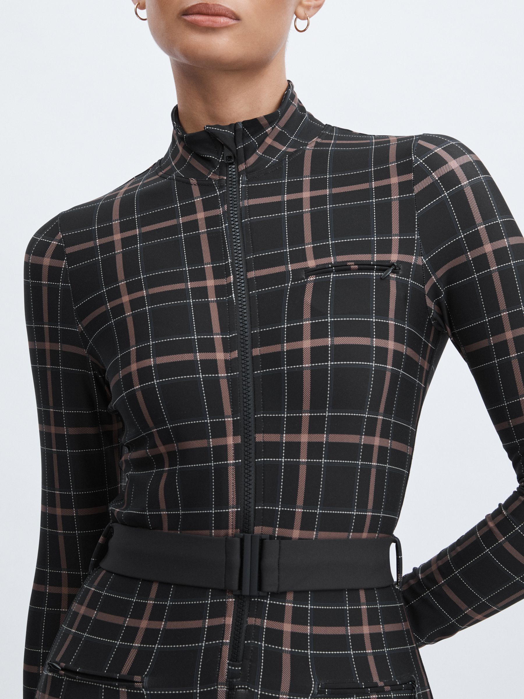 The Upside Belted Check Jumpsuit in Black Check