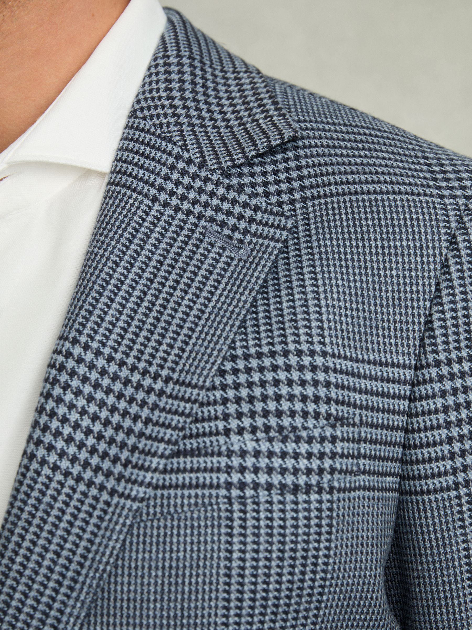 Regular-Fit Single-Breasted Check Blazer in Blue