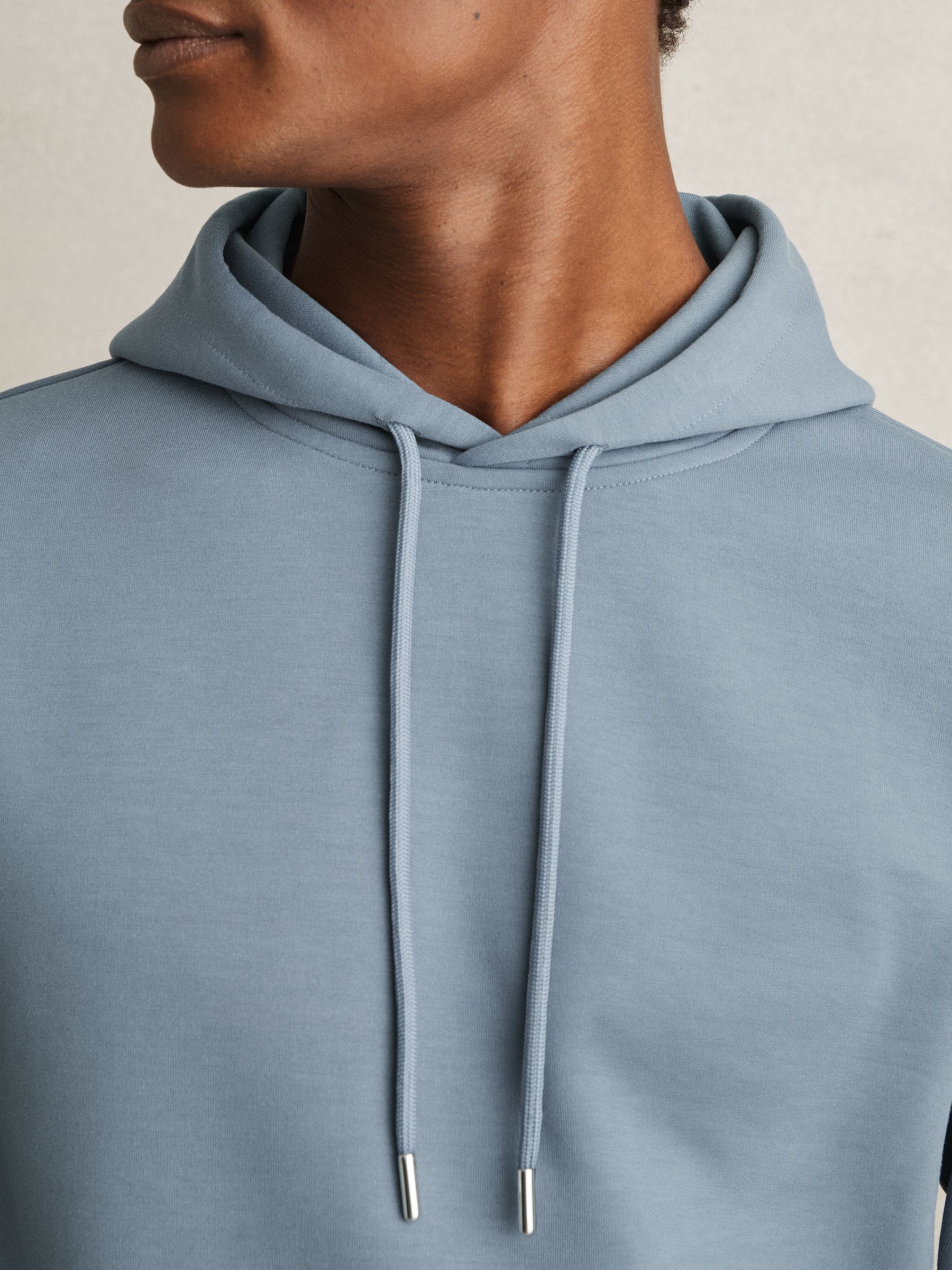 Interlock Jersey Drawstring Hoodie in Airforce Blue