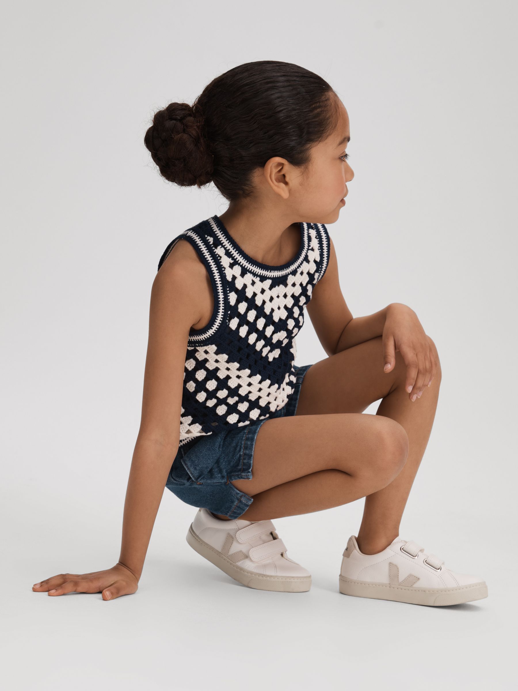 9-13 yrs Drawstring Denim Shorts in Blue