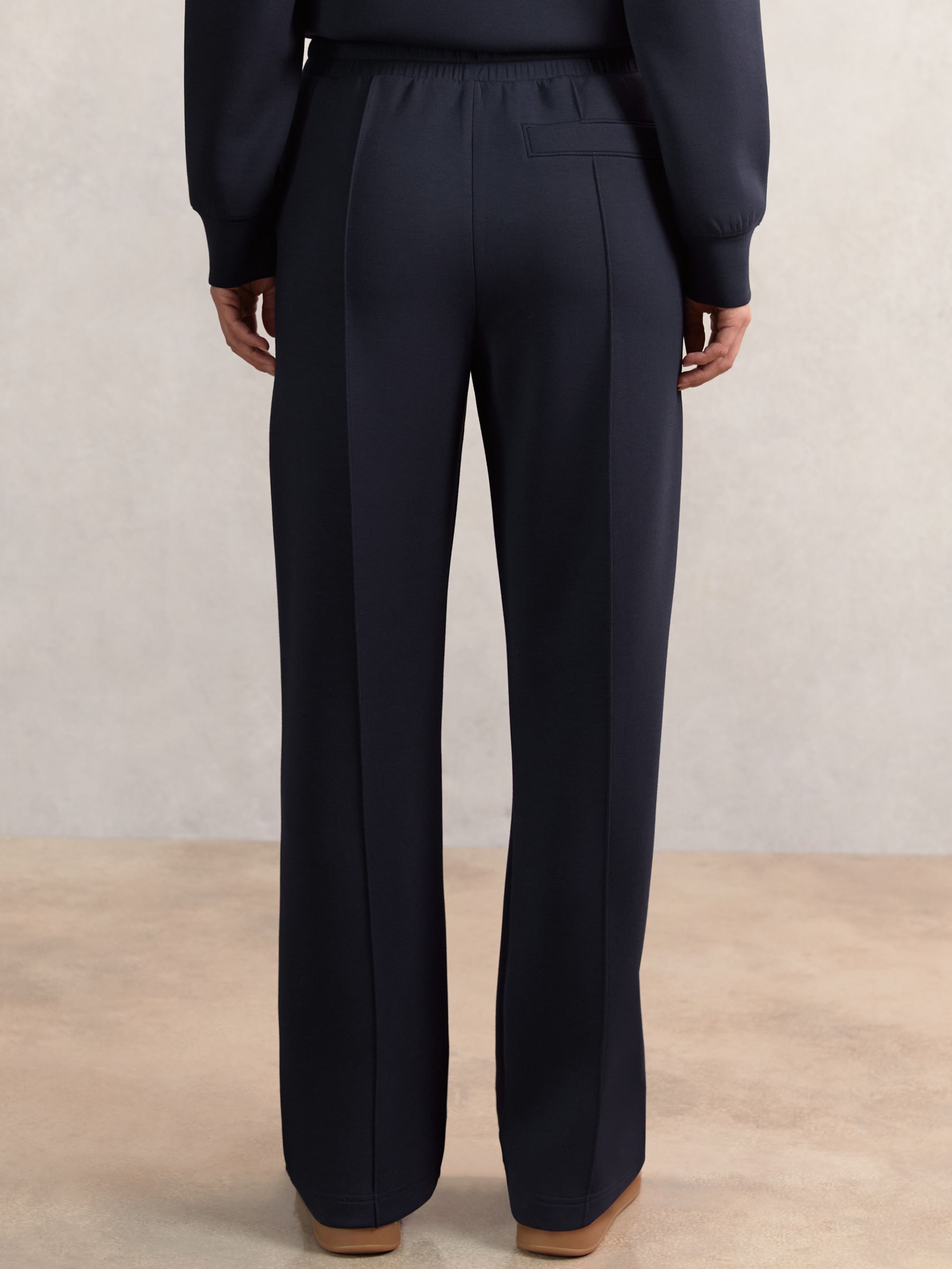 Modal-Blend Interlock Wide-Leg Joggers in Navy
