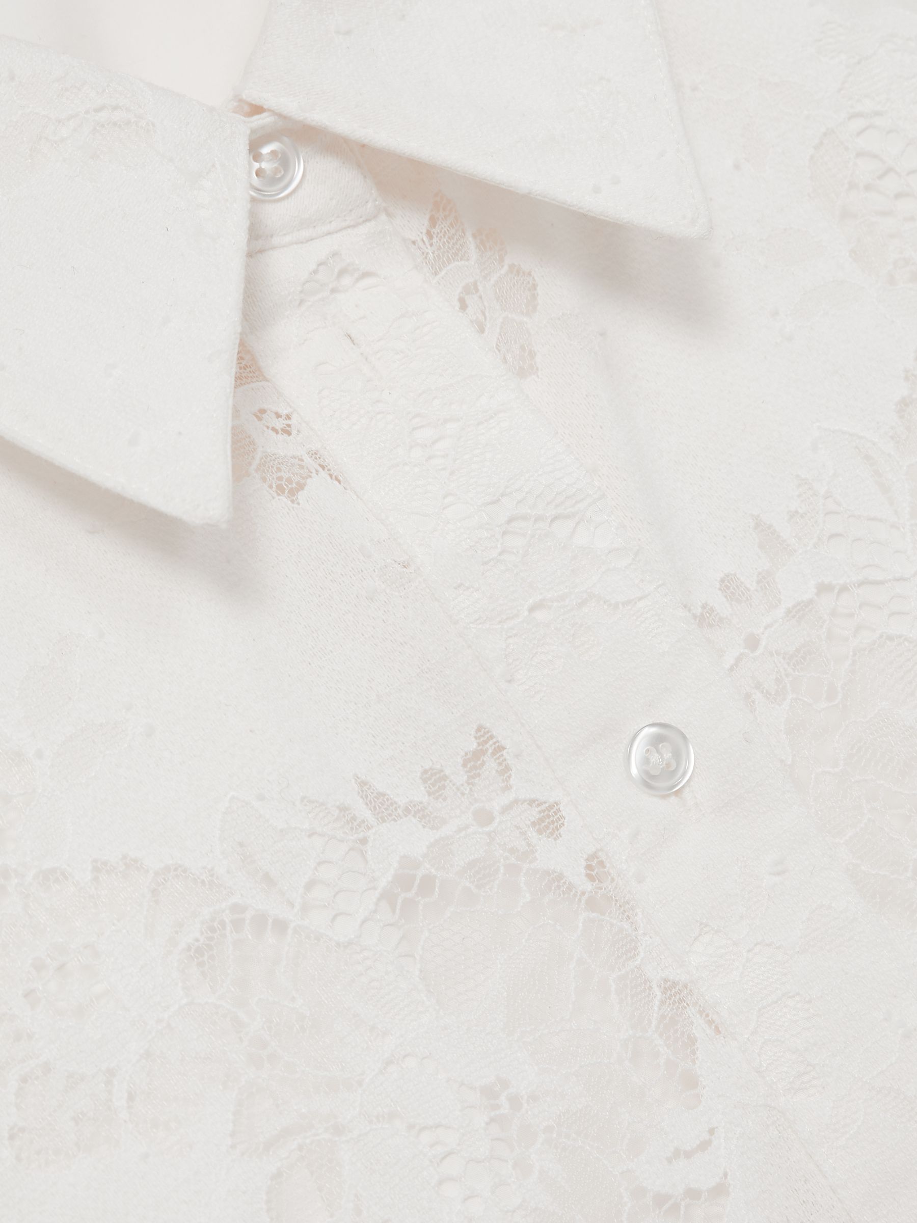 Lace-Front Shirt With Cotton in Ivory