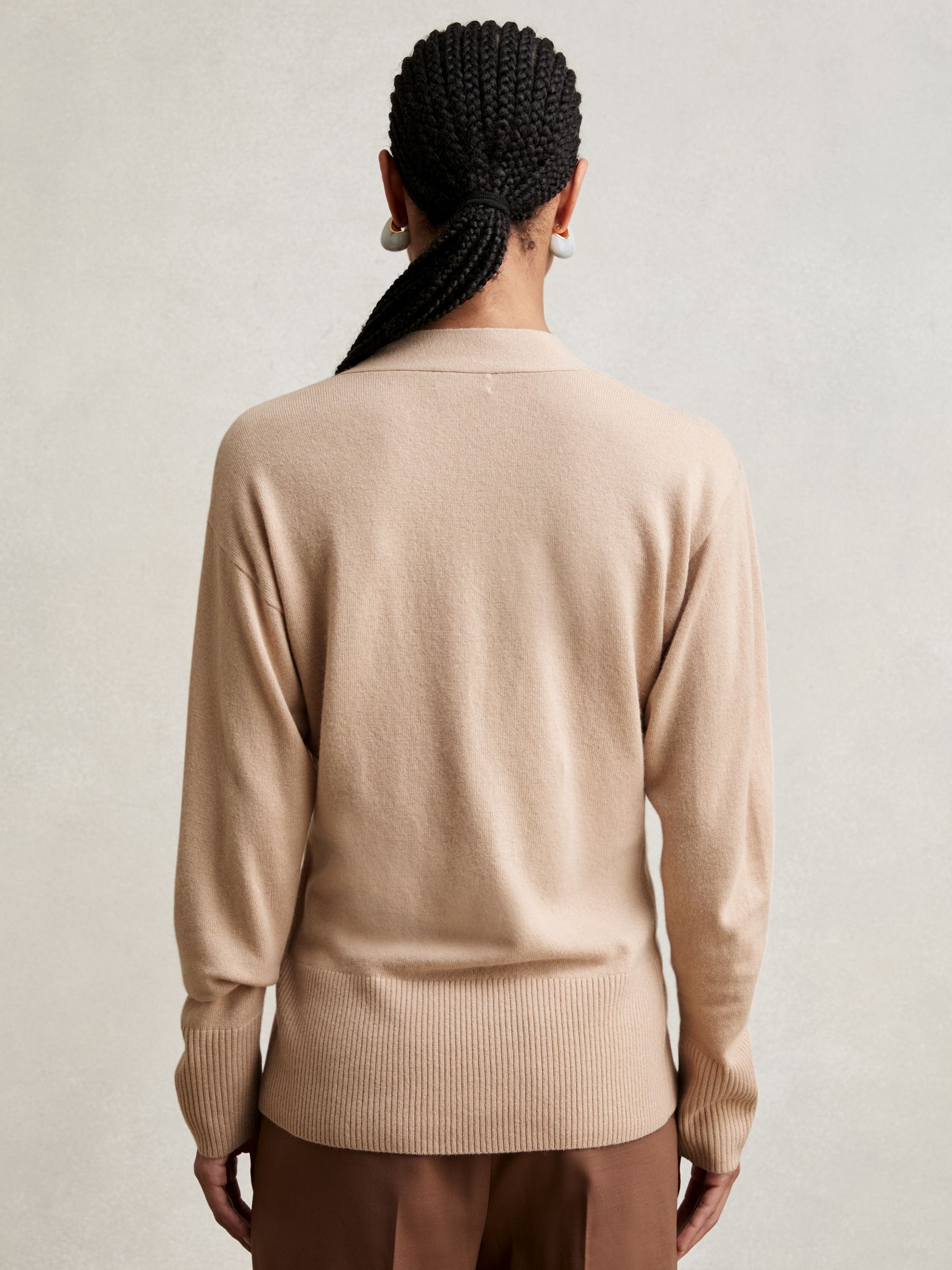 Wool-Blend Fitted Cardigan With Cashmere in Neutral