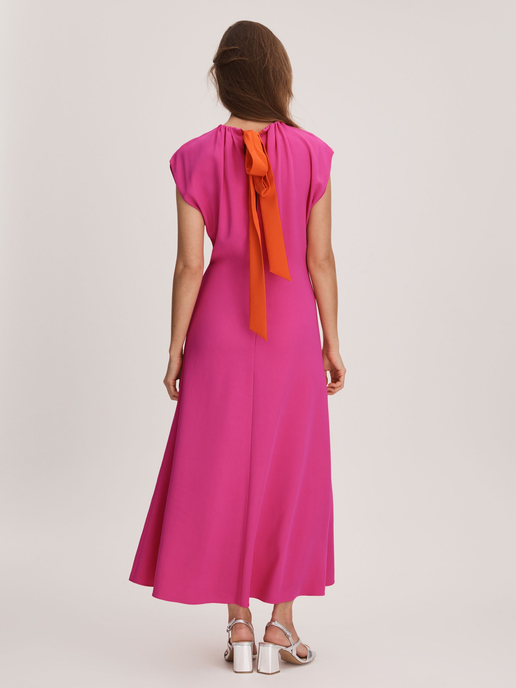 Florere Tie Back Midi Dress in Deep Pink