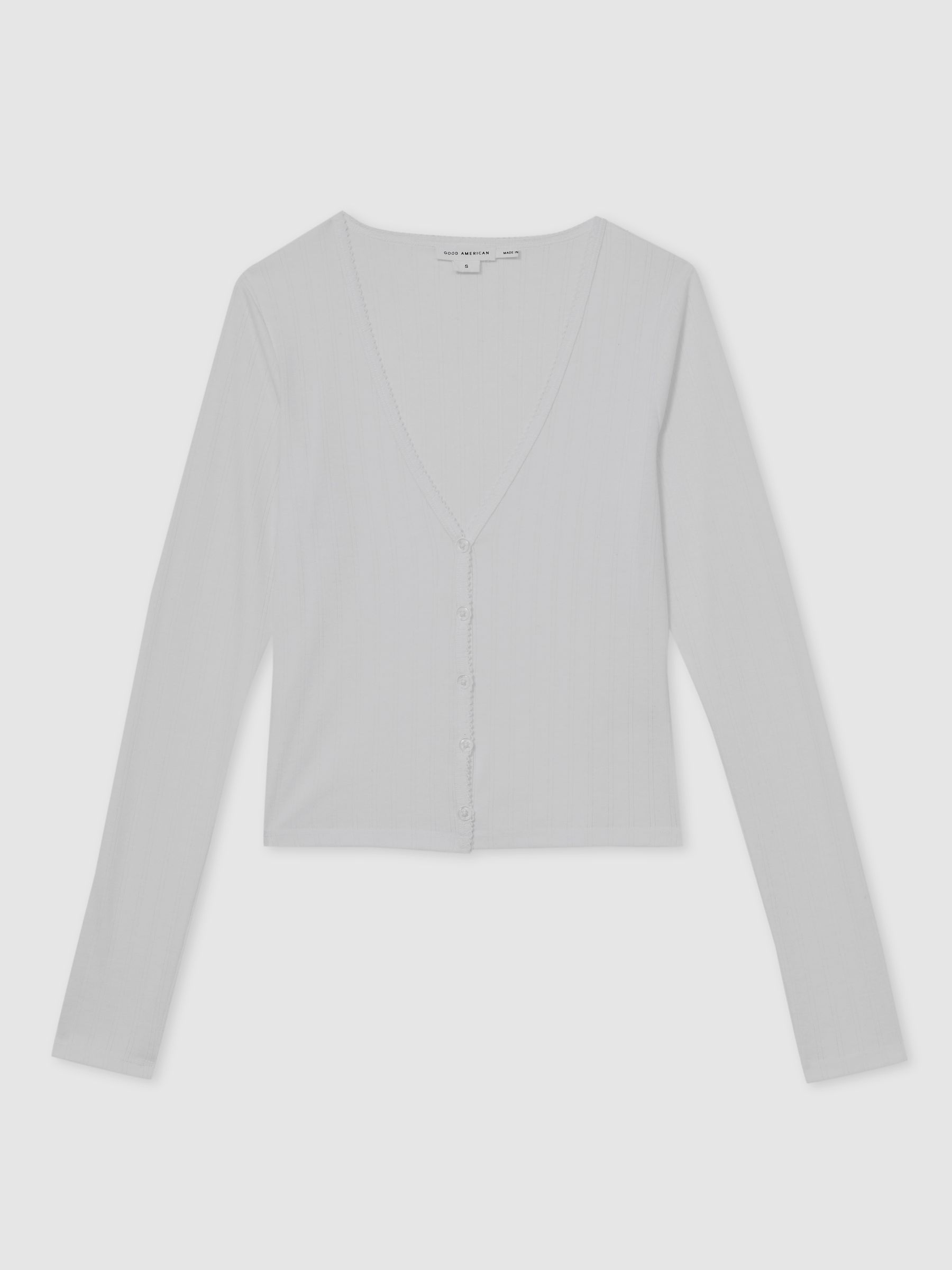 Good American Pointelle Cardigan in White