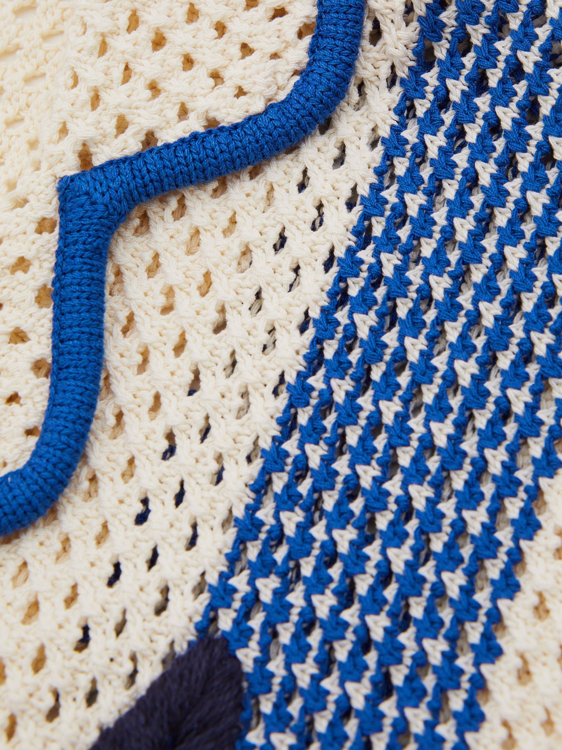 Love Ecru/Blue Ché Open-Stitch Jacquard Cuban Collar Shirt