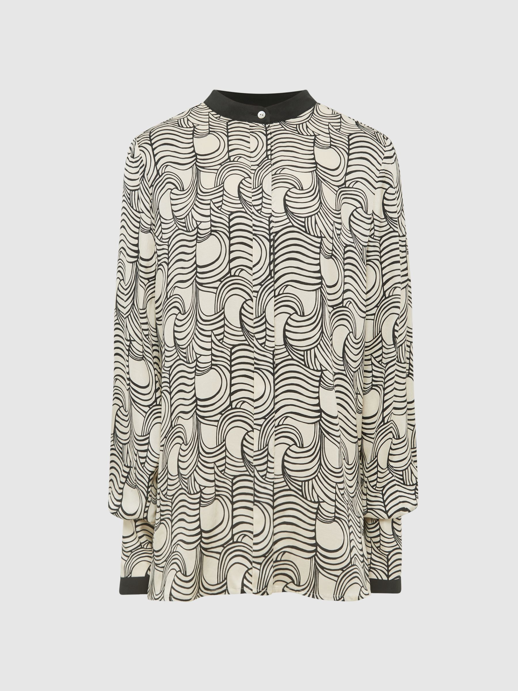 Swirl Print Shirt Blouse in Cream/Black