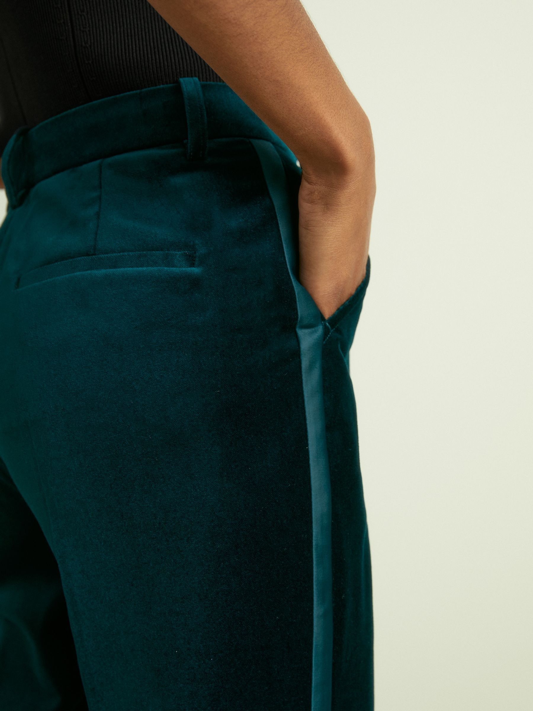 Velvet Flared Suit Trousers in Teal