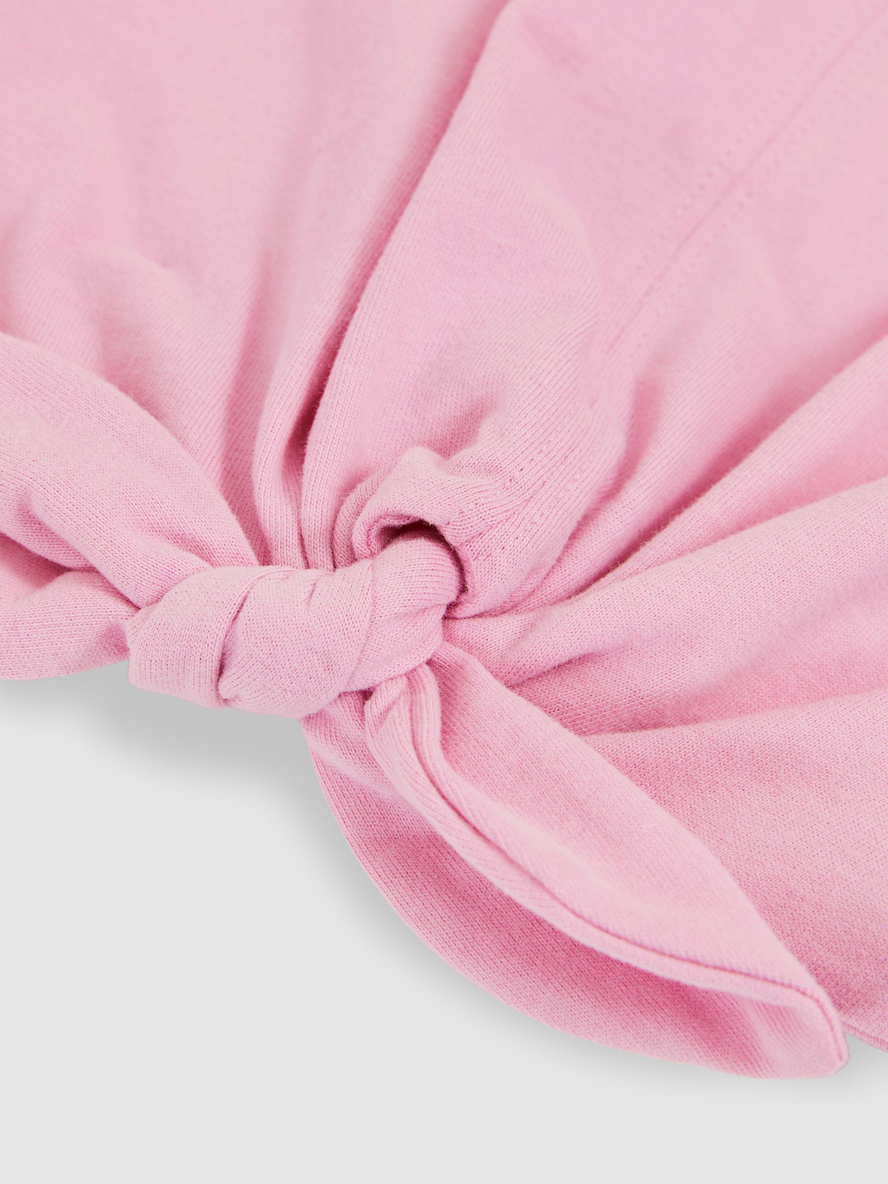 9-13 yrs Cotton Tie-Front Cropped T-Shirt in Pink