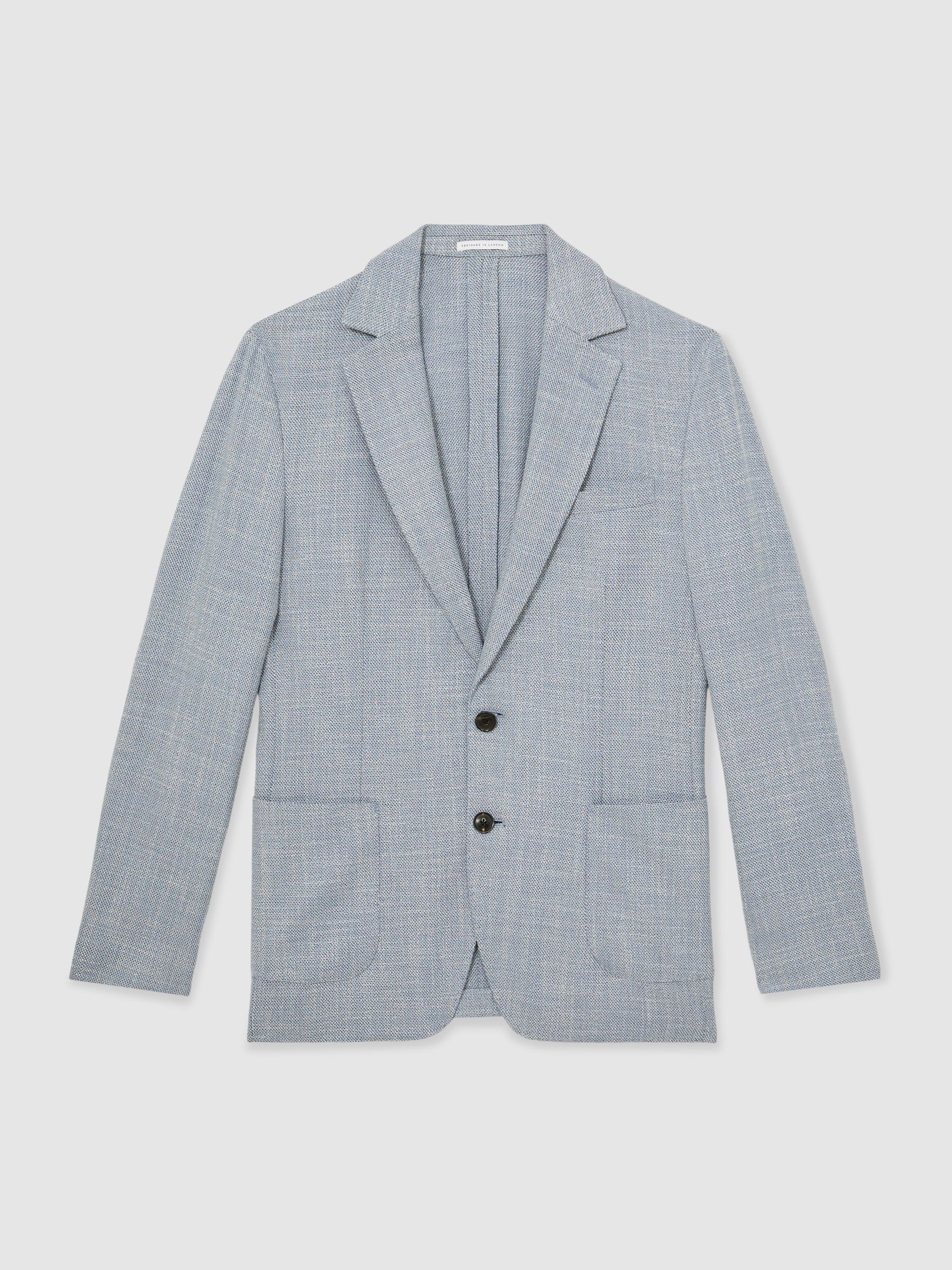 Slim Fit Single Breasted Blazer with Cotton in Soft Blue