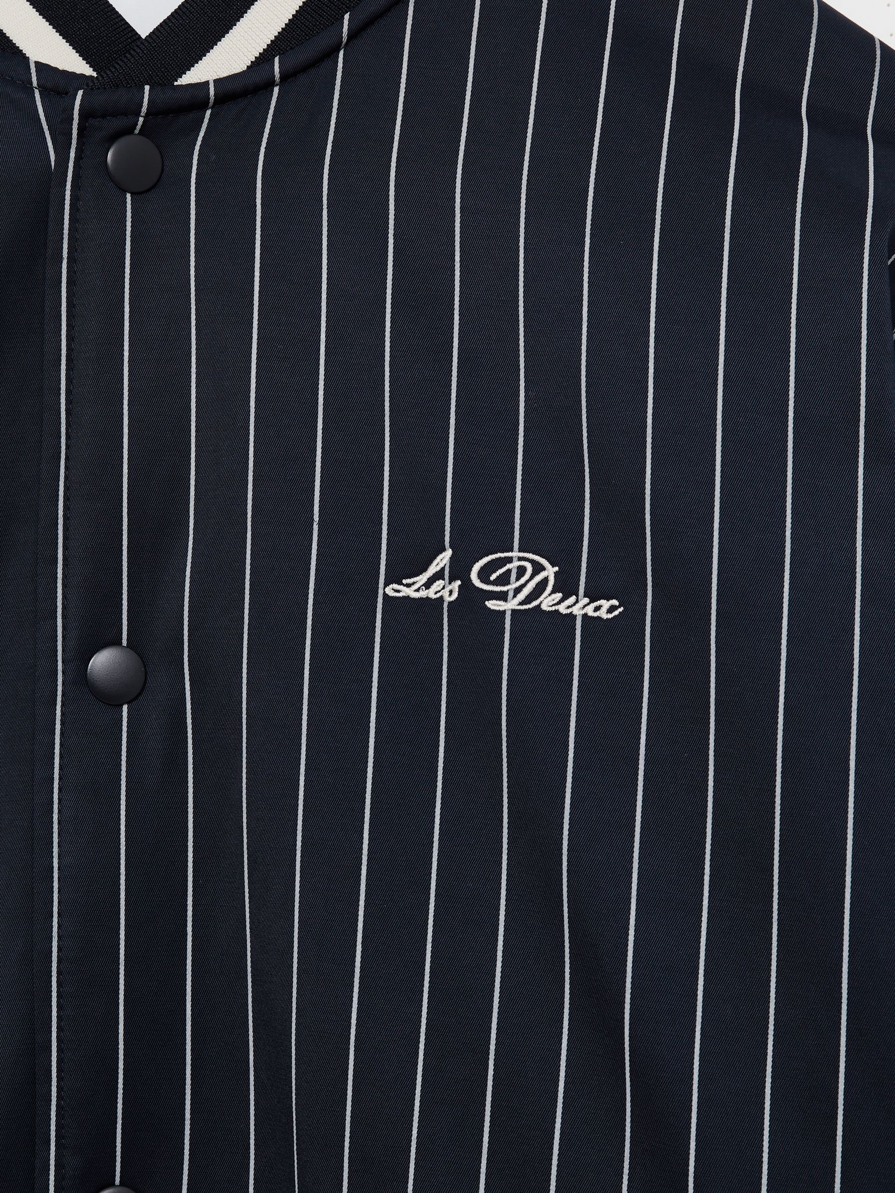 Les Deux Technical Varsity Jacket in Navy Stripe