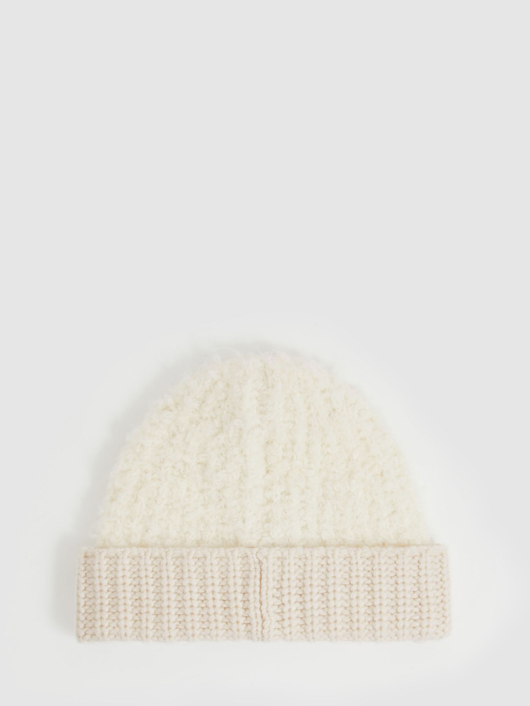 Fluffy Beanie With Wool in Cream