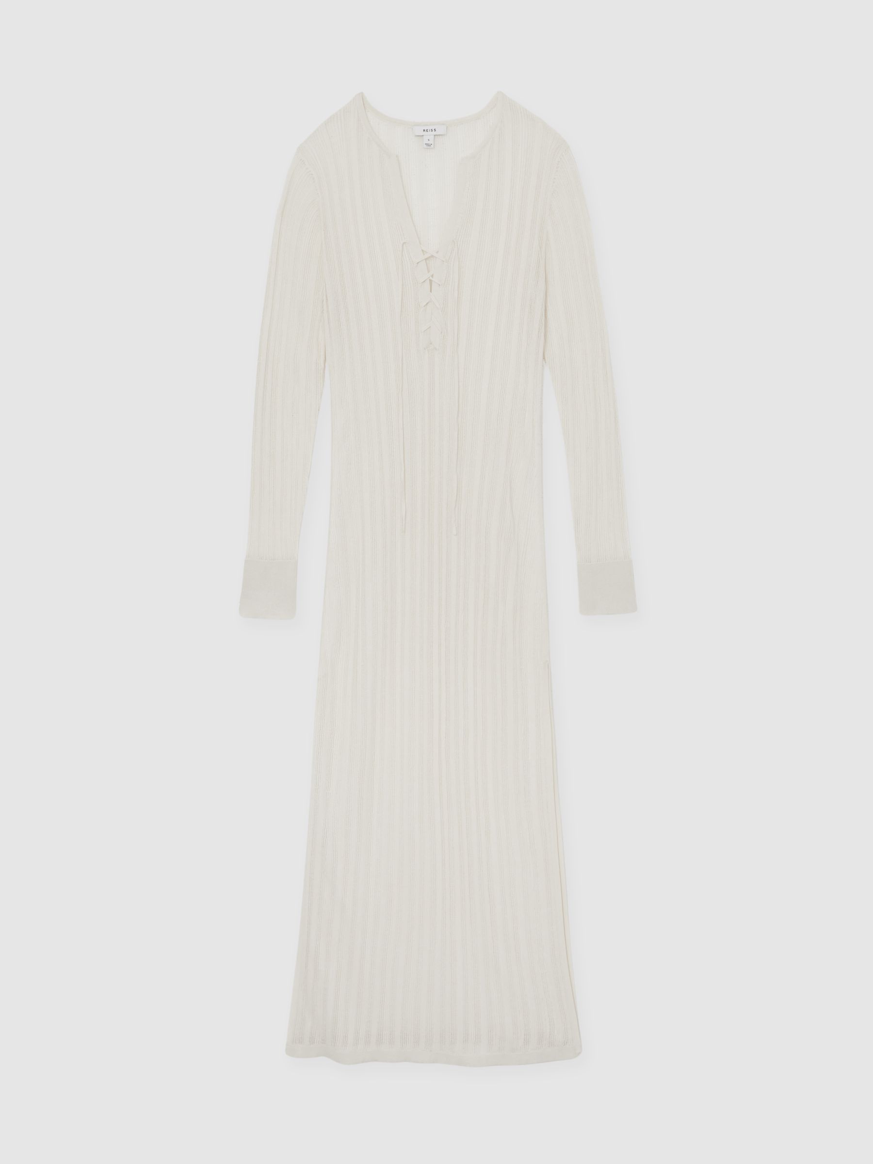 Knitted Beach Cover-Up Dress in Cream