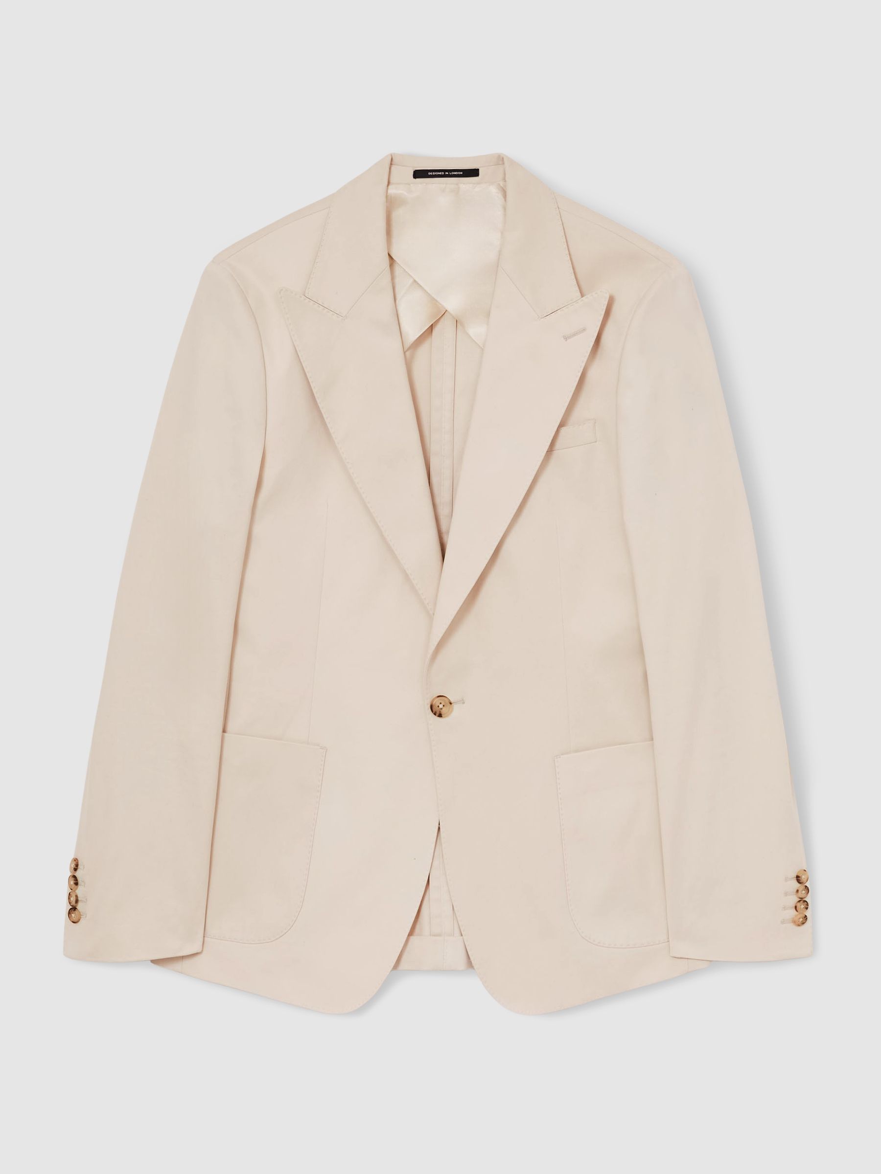 Slim-Fit Single-Breasted Suit Blazer in Stone