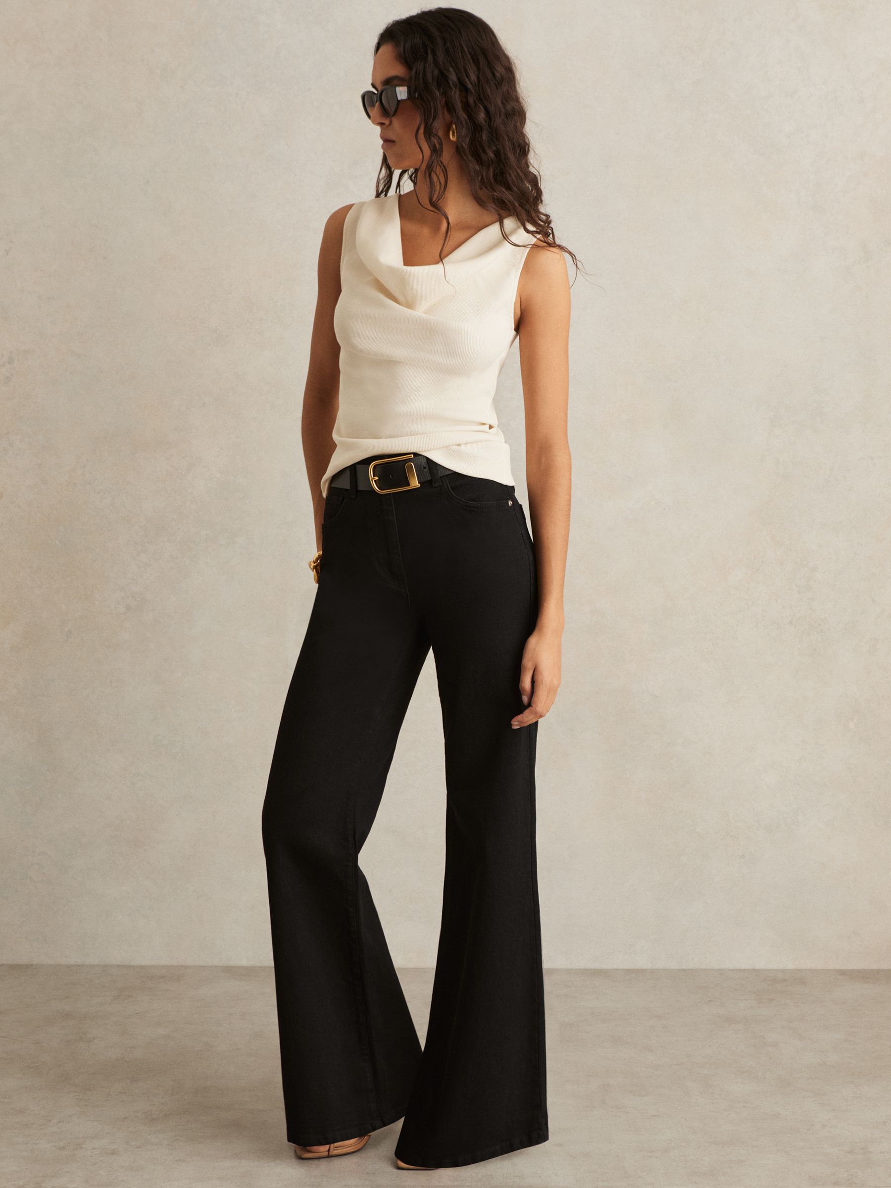 Ribbed Cowl-Neck Vest in Ivory