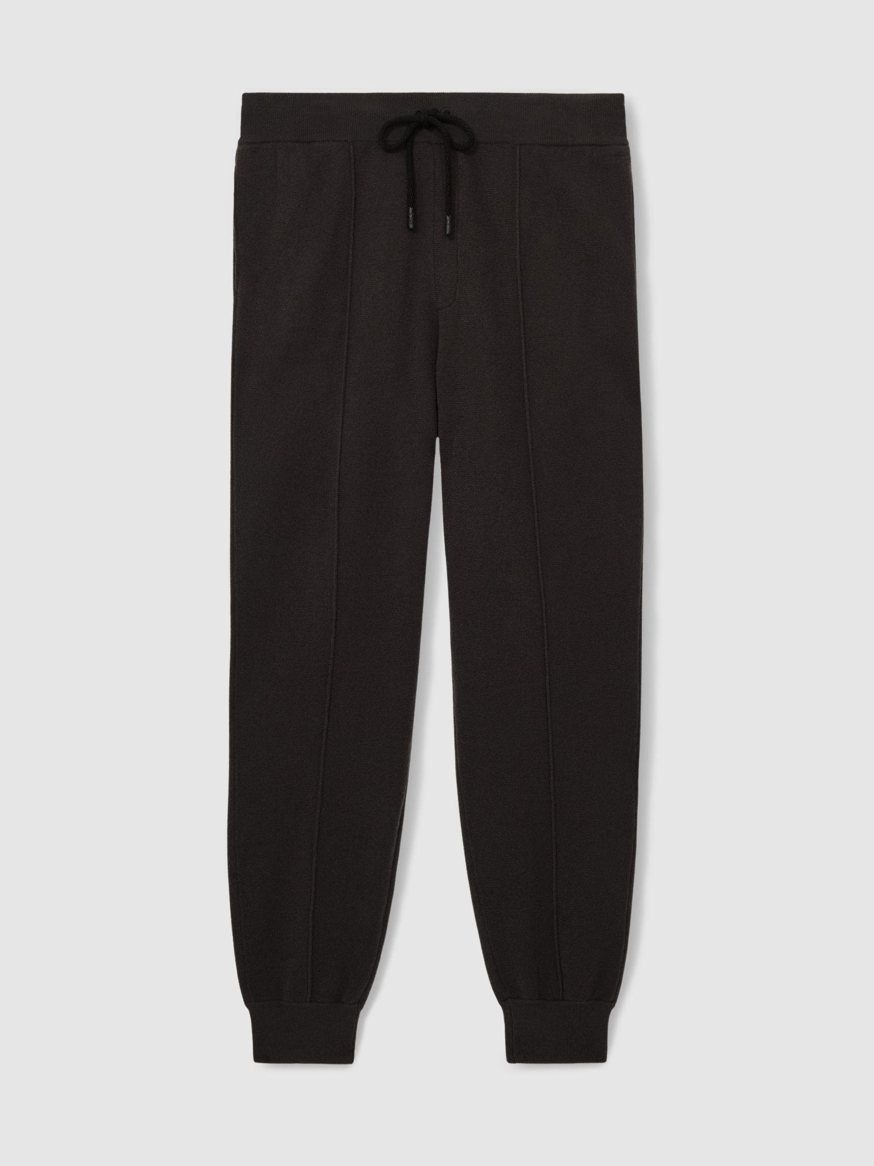 Paige Compact-Knit Drawstring Trousers in Dark Grey