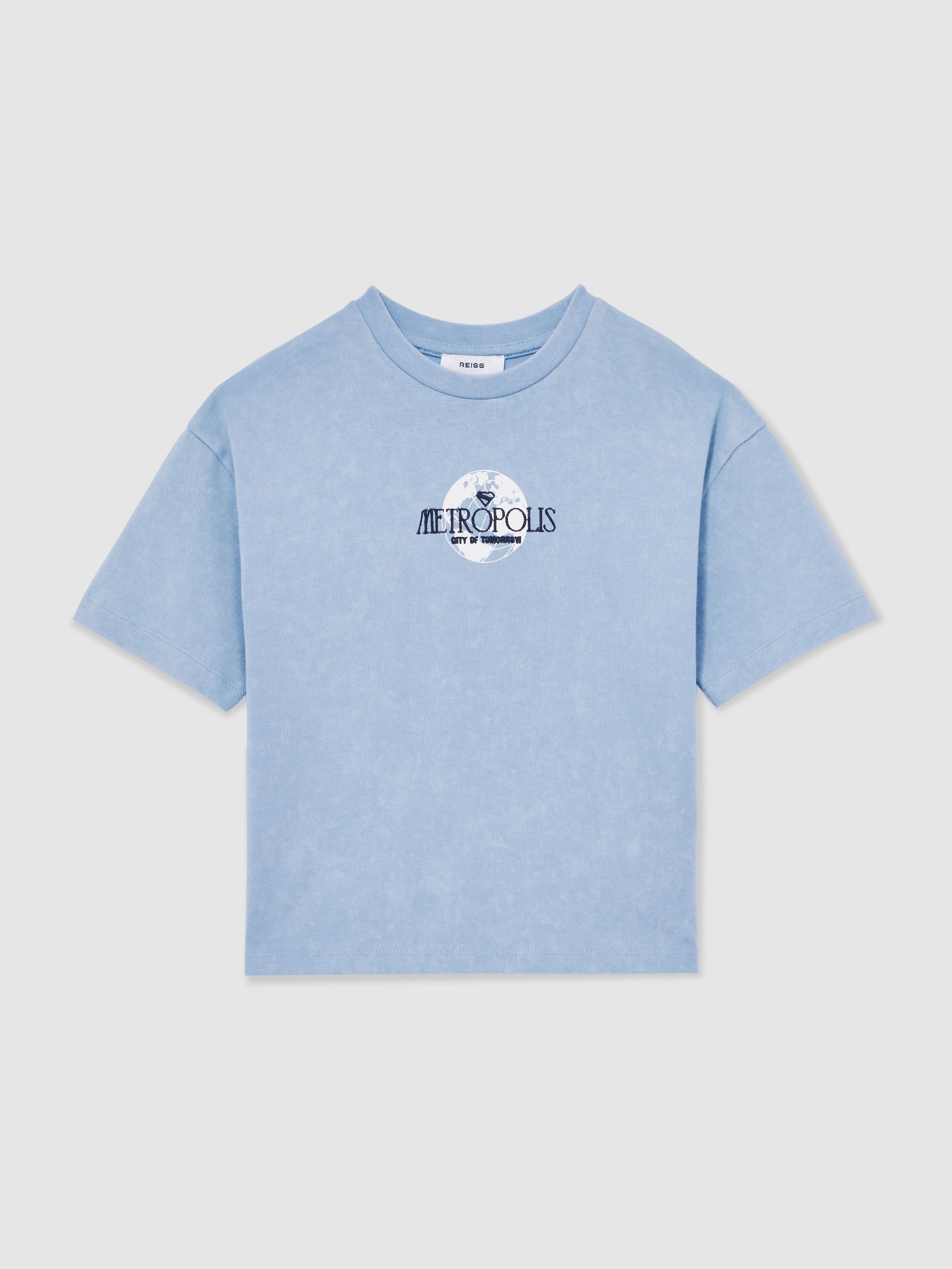 3-9 yrs Superman | Reiss Metropolis Logo T-Shirt in Light Blue