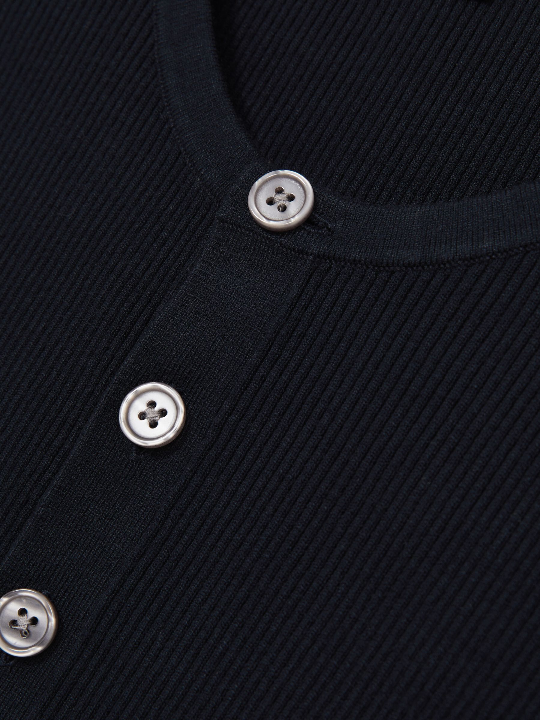 Rib Knit Henley Jumper in Navy