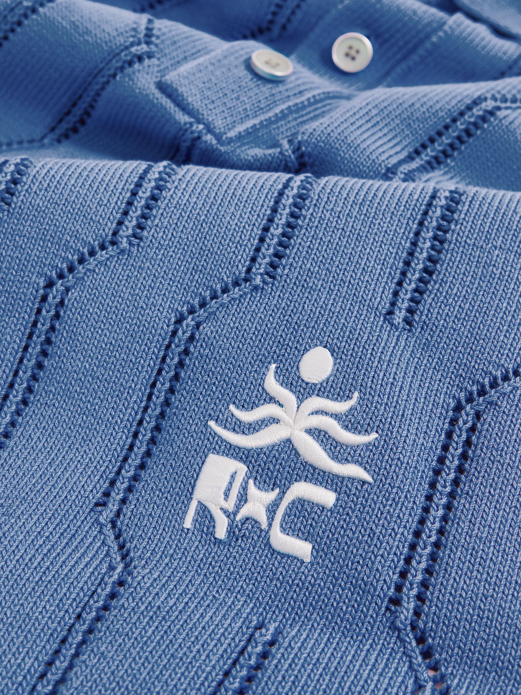 Reiss | Ché Cotton Pointelle Polo Shirt in Blue
