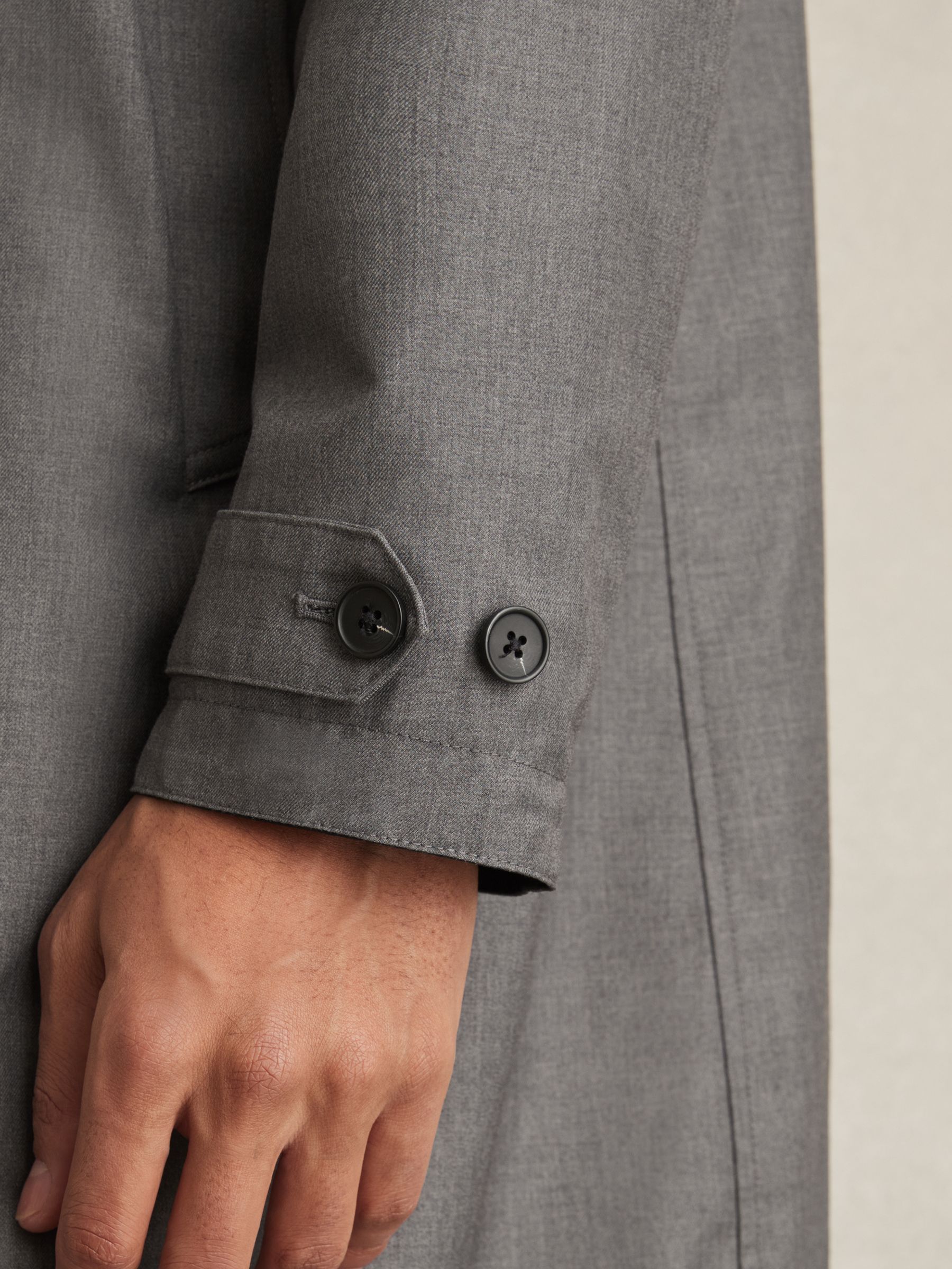 Reversible Mid-Length Coat in Navy/Grey