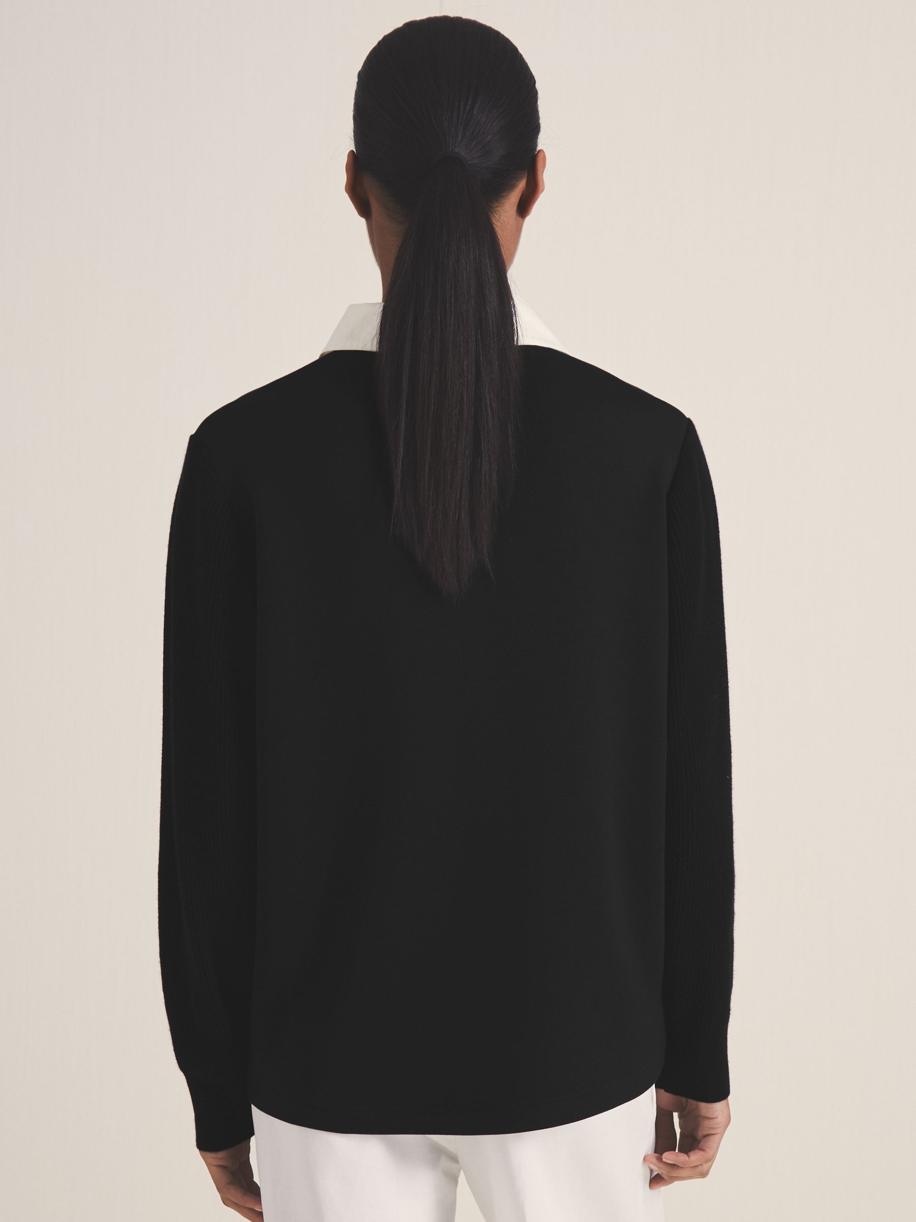 Reiss | Les 100 Ciels Polo Sweatshirt in Black