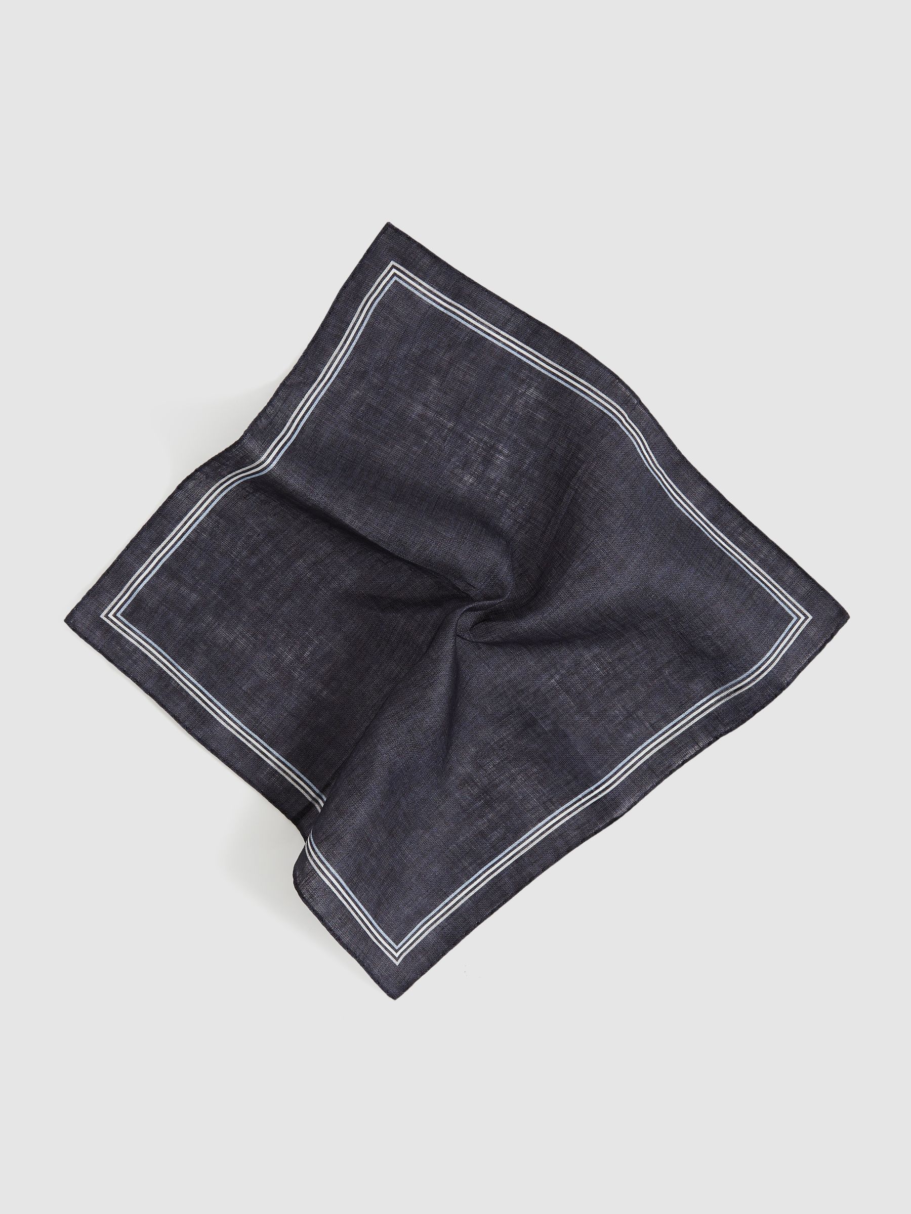 Linen Pocket Square in Navy