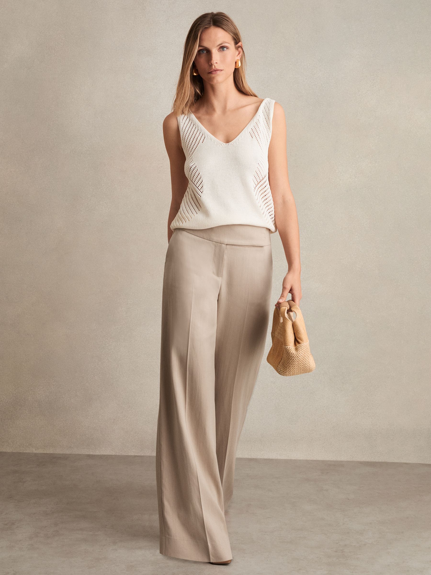 Petite Lyocell-Linen Wide-Leg Trousers in Neutral