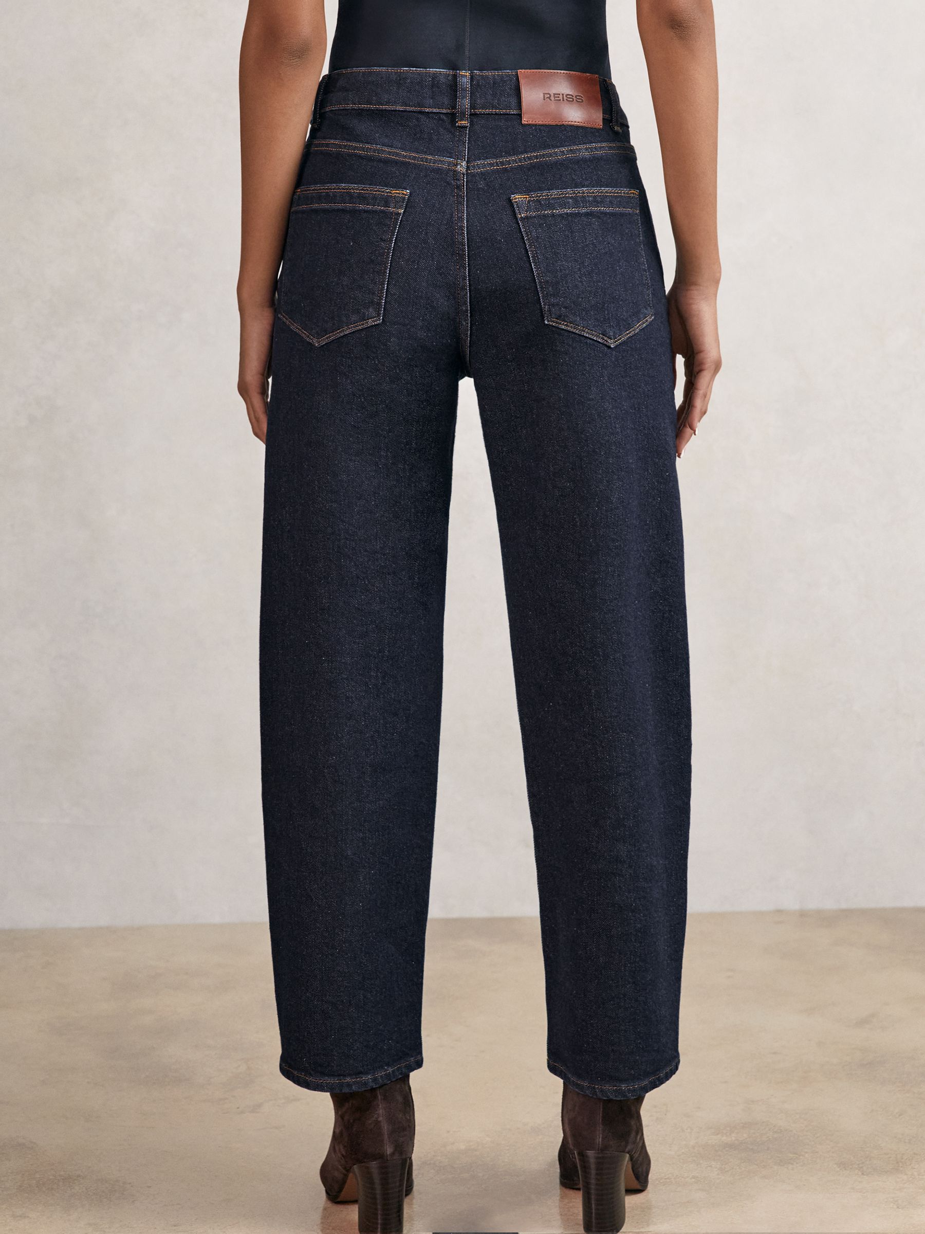 Petite Mid-Rise Straight-Leg Jeans in Dark Blue