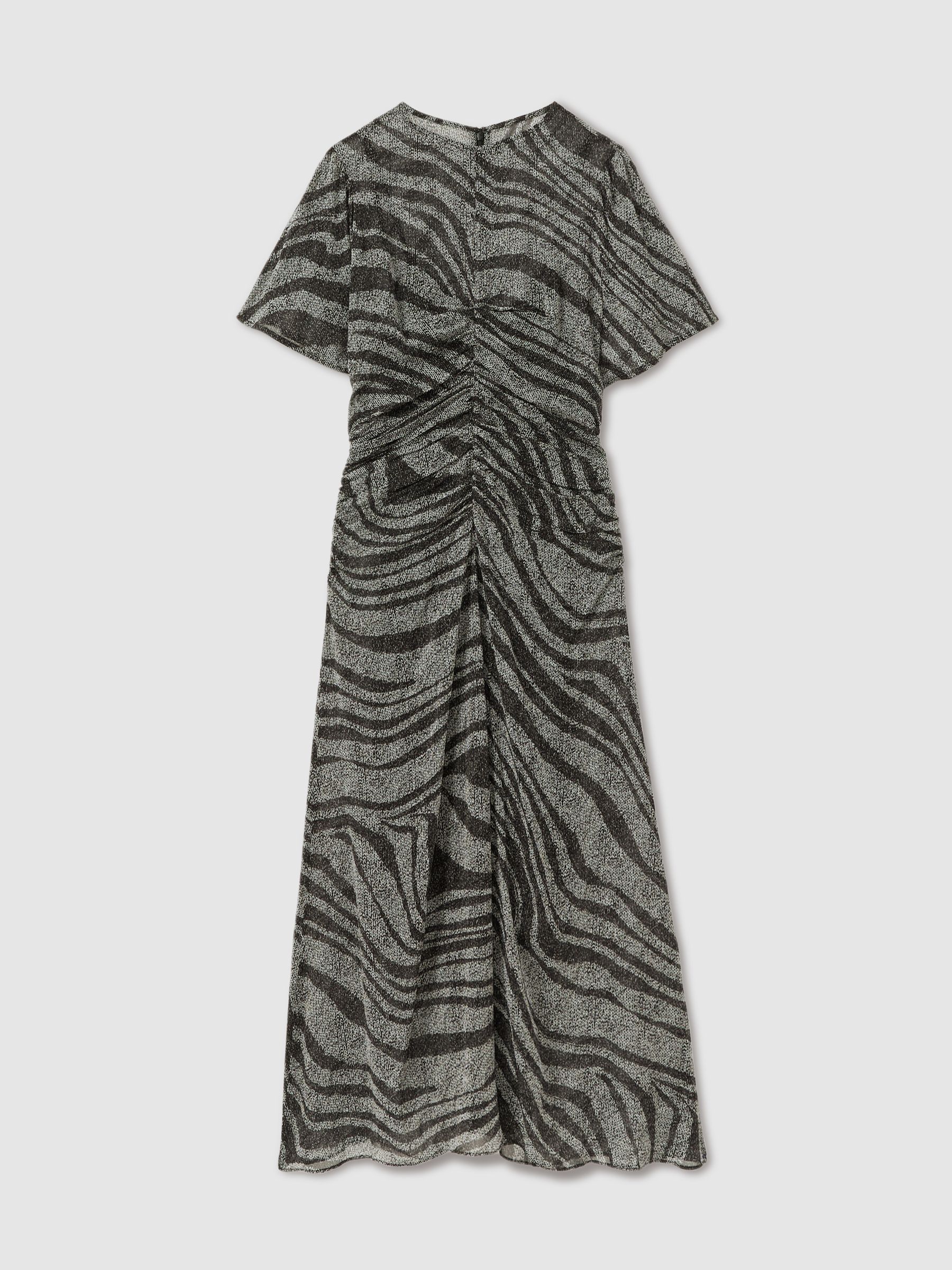Animal Printed Midi Dress in Black/Grey