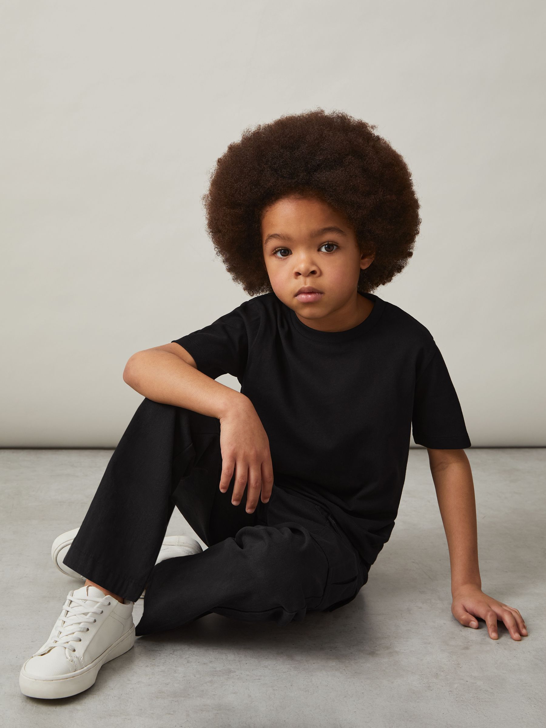 3-9 yrs Cotton Crew-Neck T-Shirt in Black