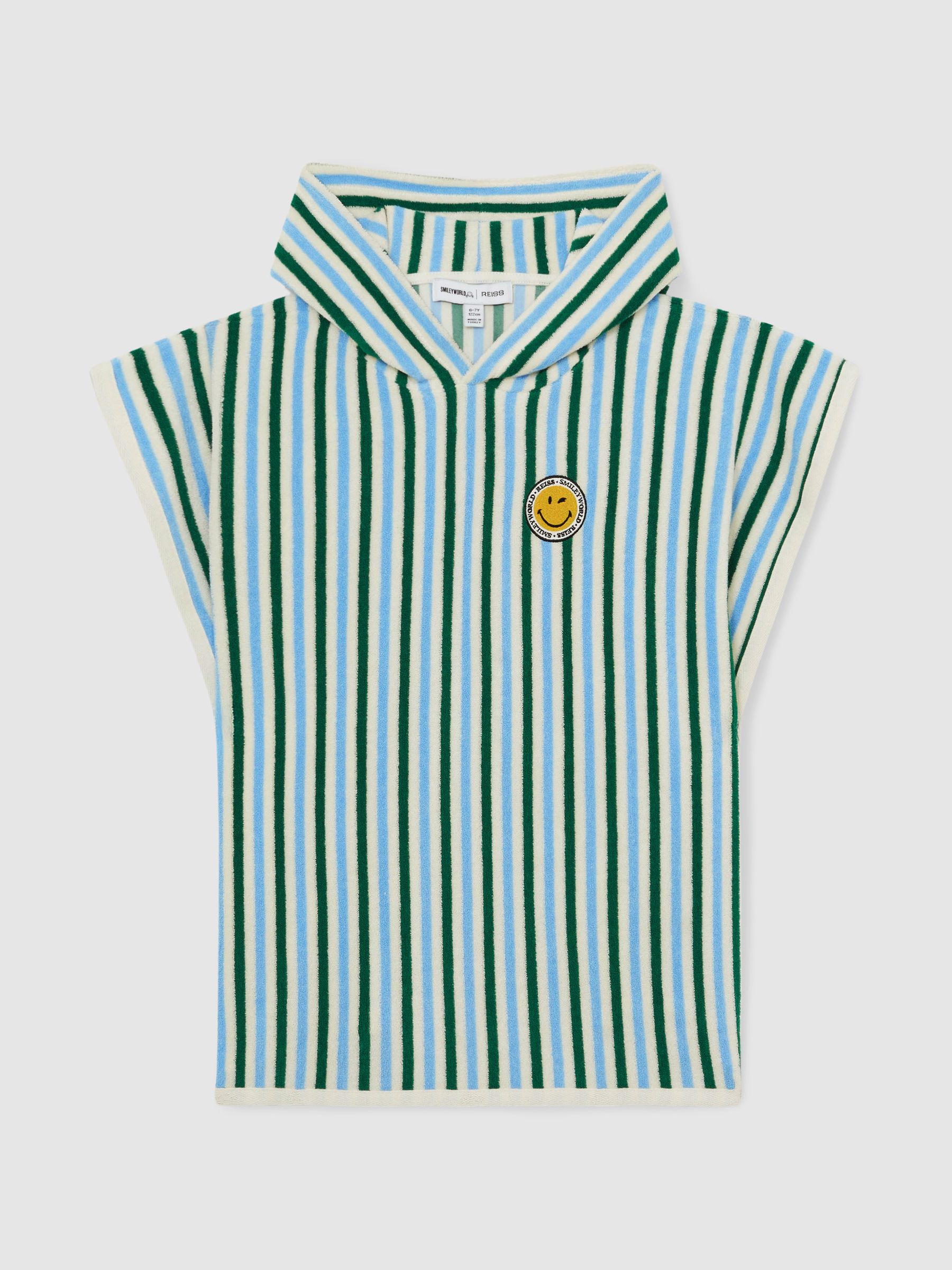 4-9 yrs SmileyWorld | Reiss Hooded Towel in Green/Blue/White