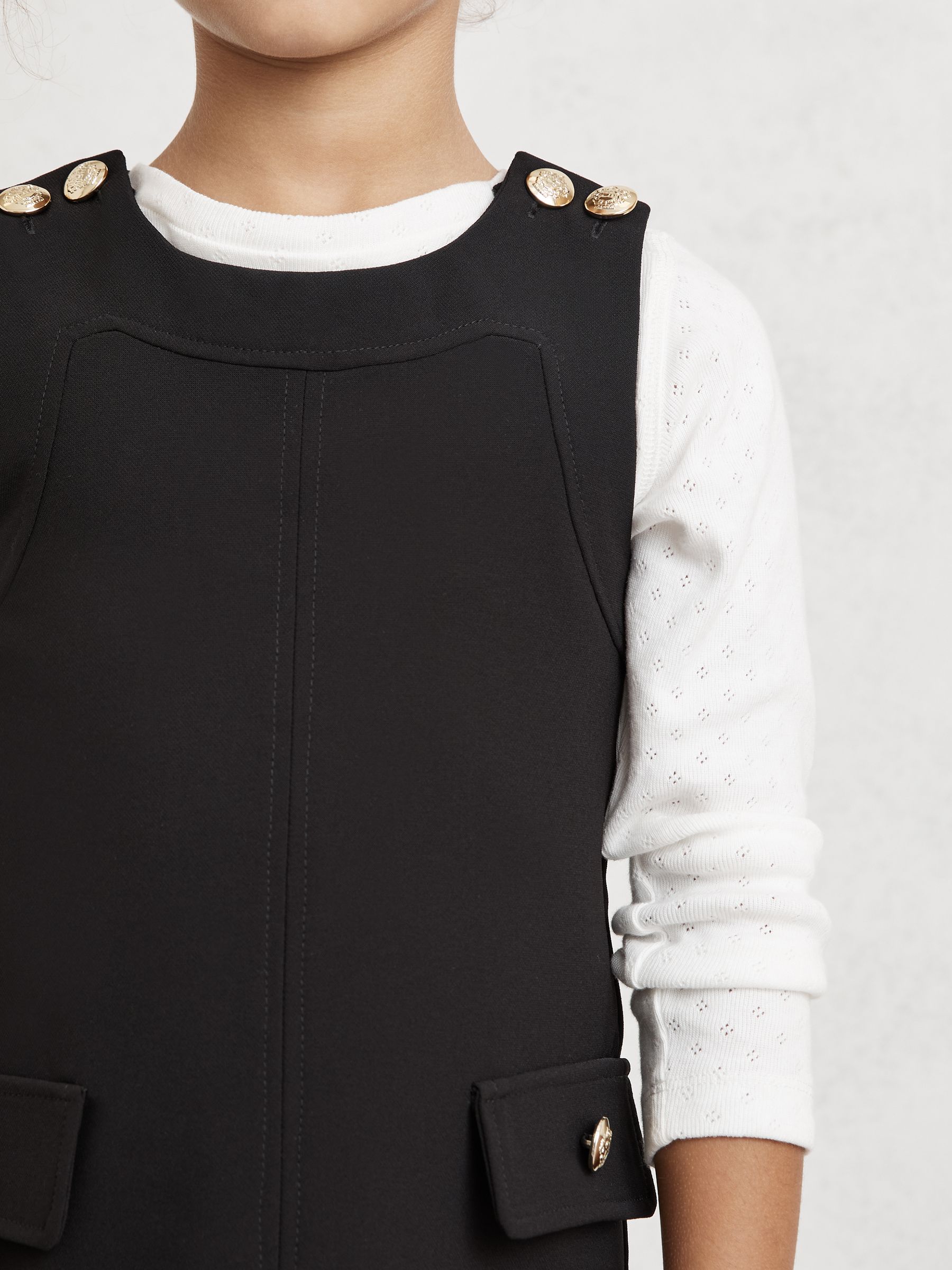 13-14 yrs Button-Detail Sleeveless Shift Dress in Black