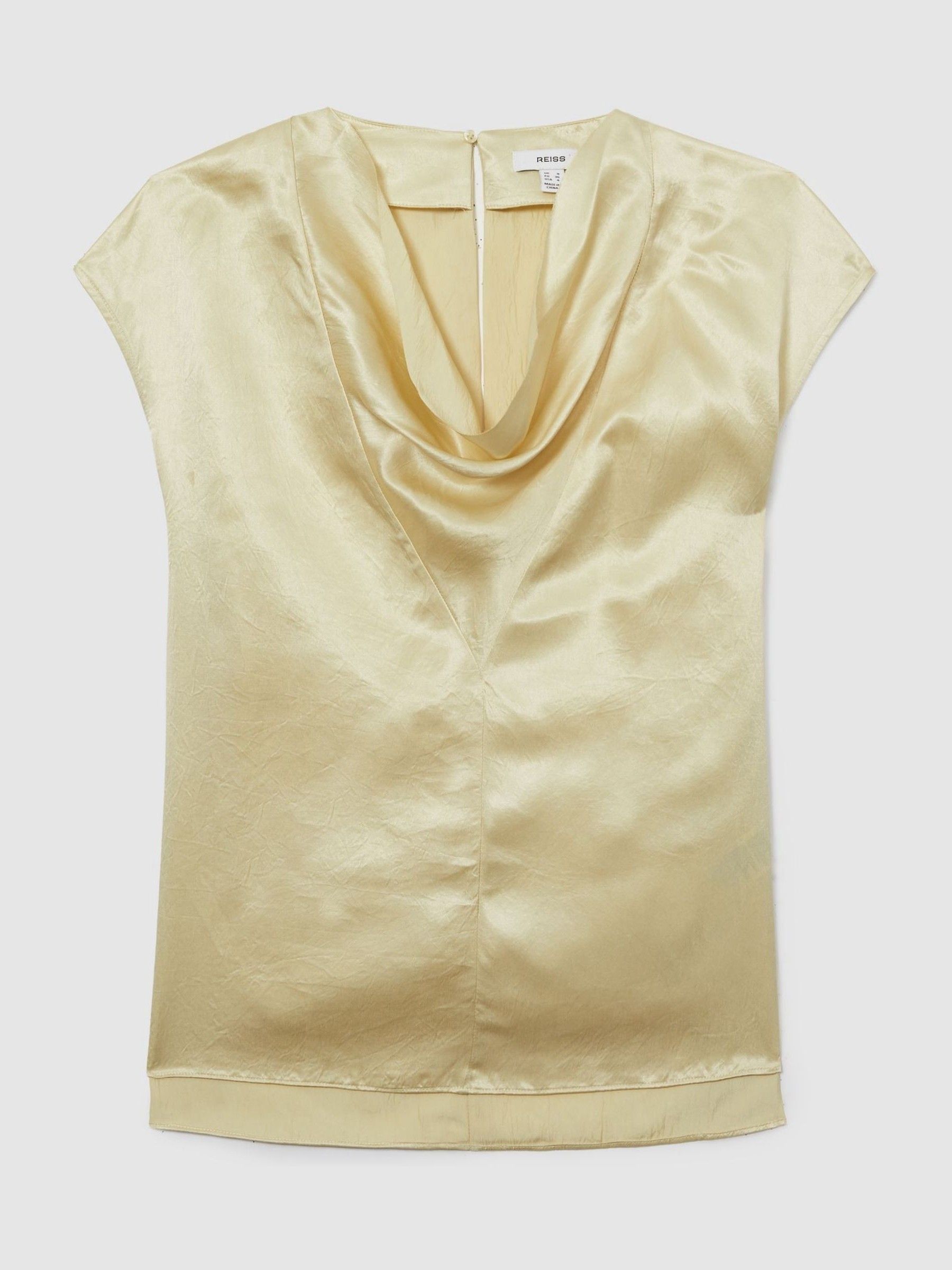 Satin Cowl-Neck Top in Cream