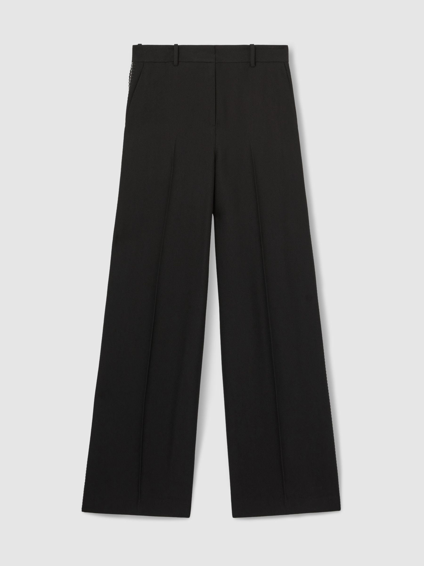 Atelier Crepe Wide-Leg Stitch Trousers in Black