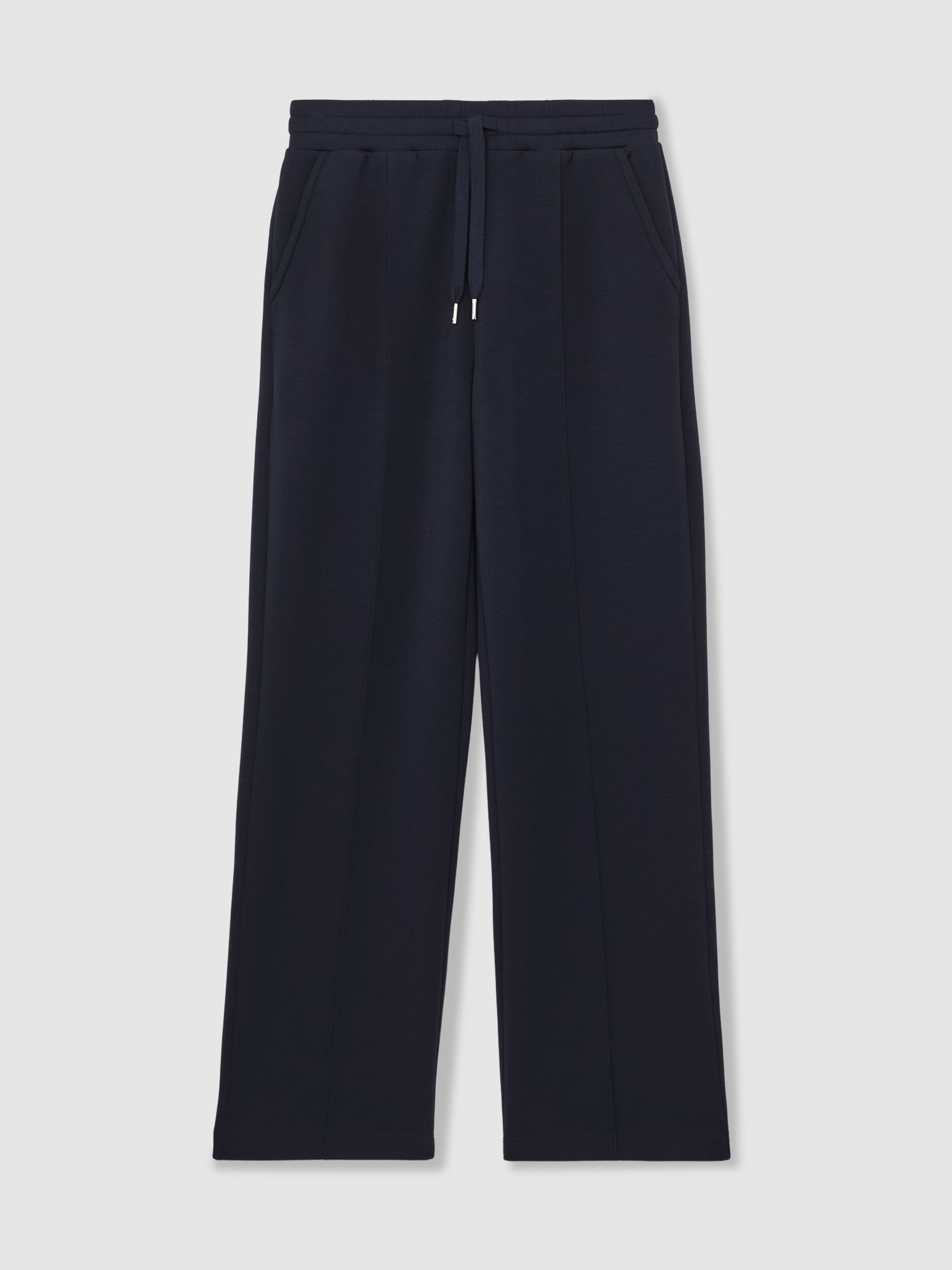 Modal-Blend Interlock Wide-Leg Joggers in Navy