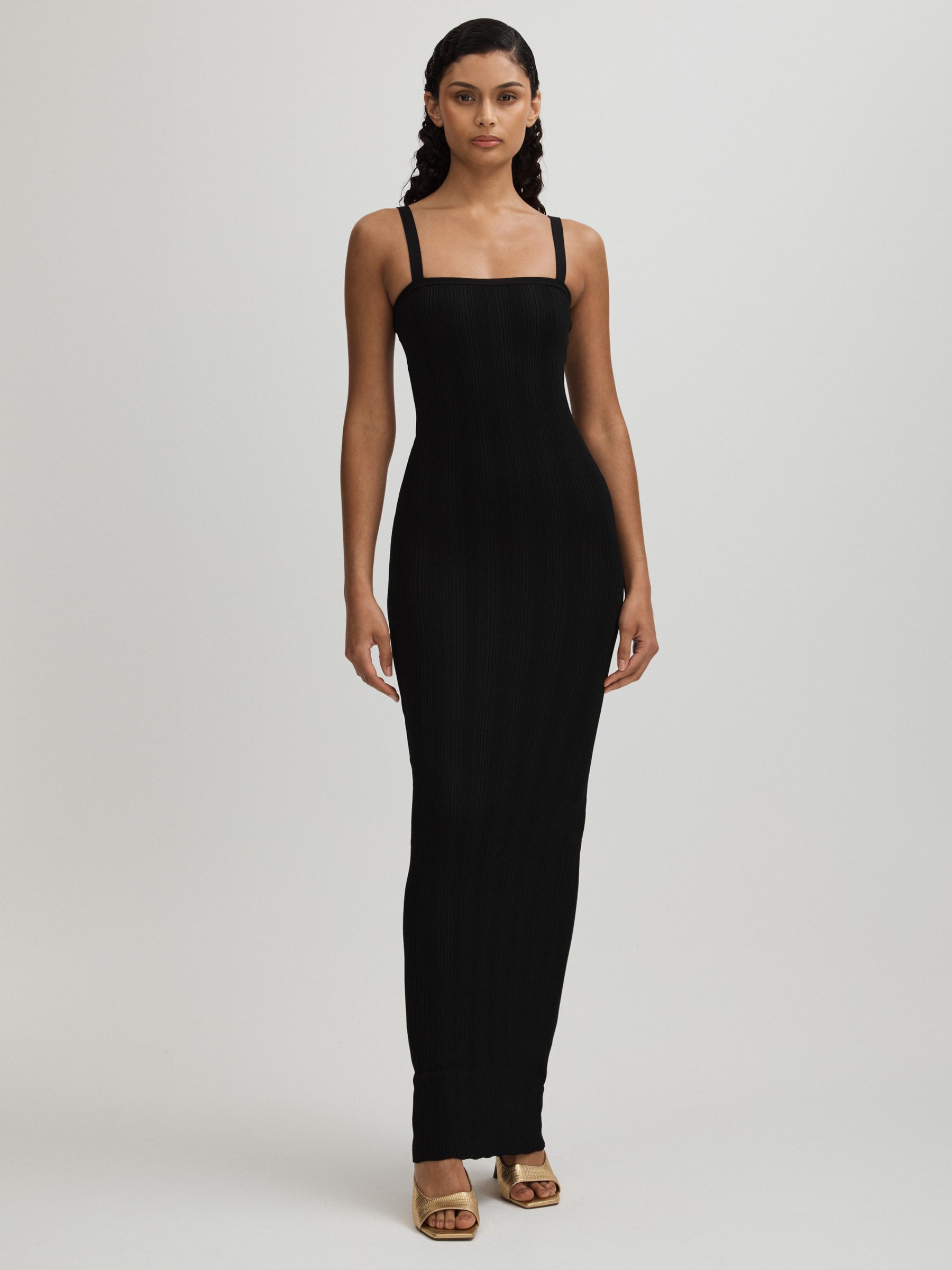 Good American Plisse Maxi Dress in Black