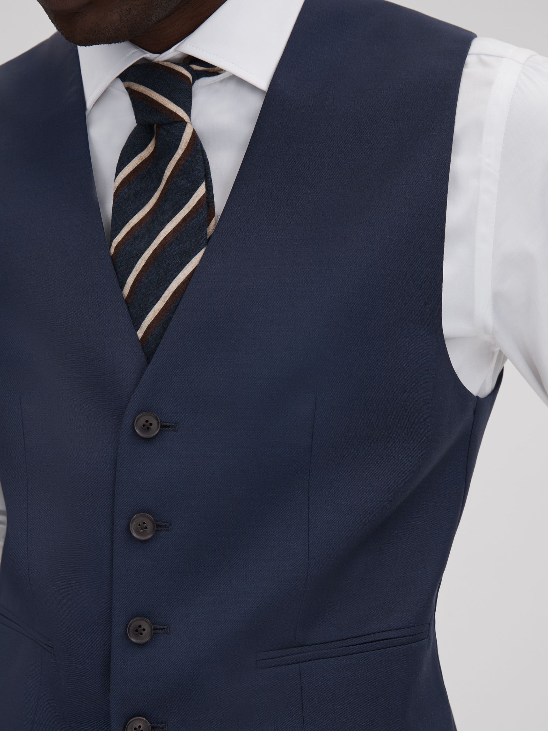 Destiny Navy Wool Single Breasted Slim Fit Waistcoat