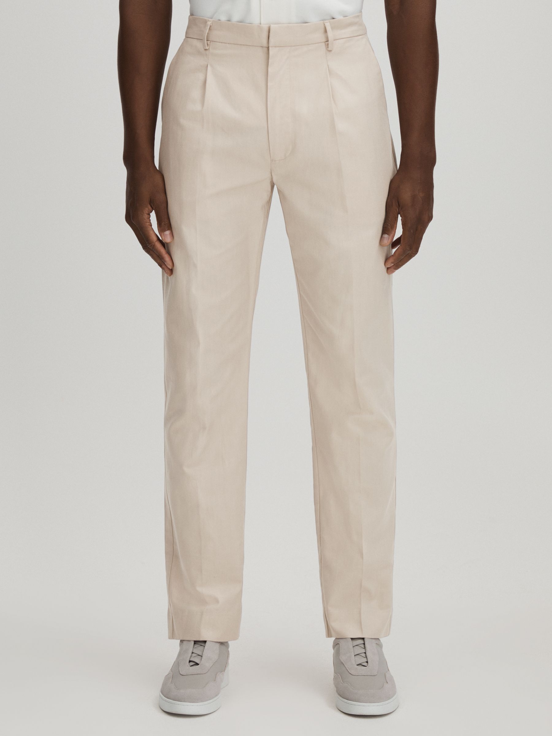 Shultz Light Khaki Paige Cotton-Lyocell Straight Leg Trousers