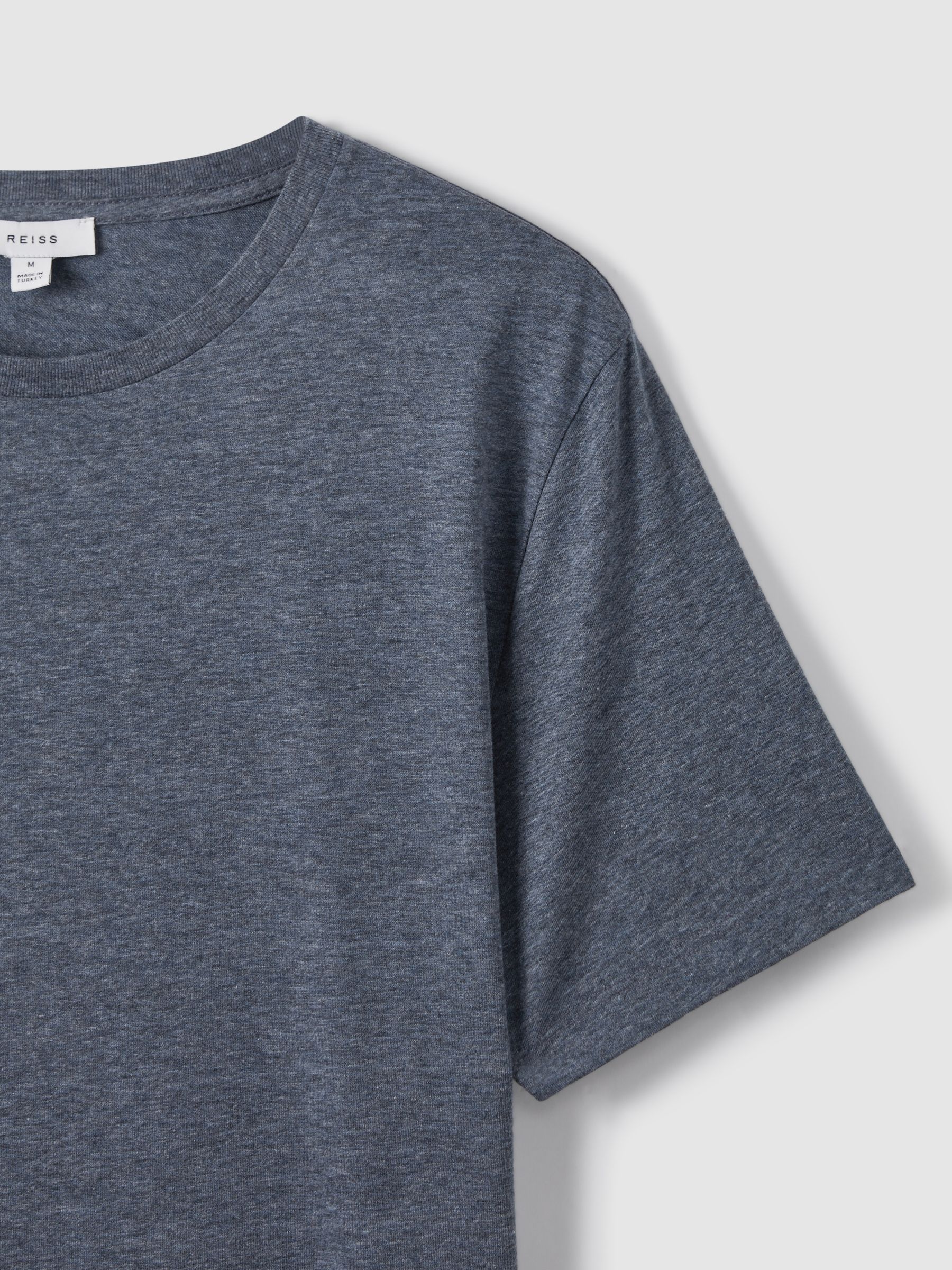Cotton Crew Neck T-Shirt in Airforce Blue Melange