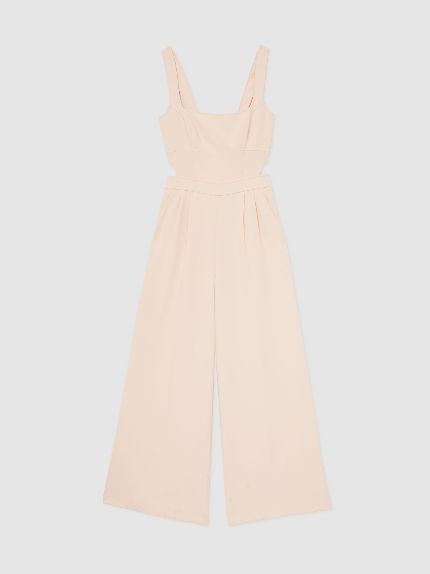 Wide-Leg Cut-Out Jumpsuit in Pale Pink