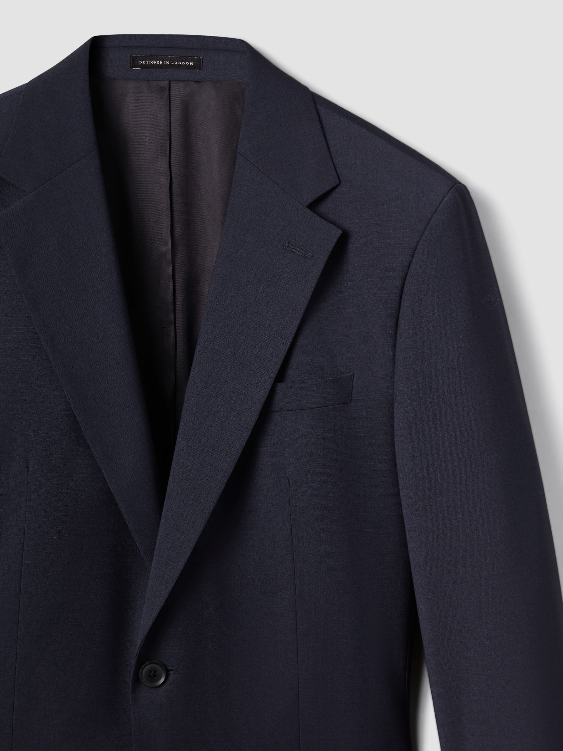 Slim-Fit Wool-Blend Single-Breasted Suit Blazer in Navy