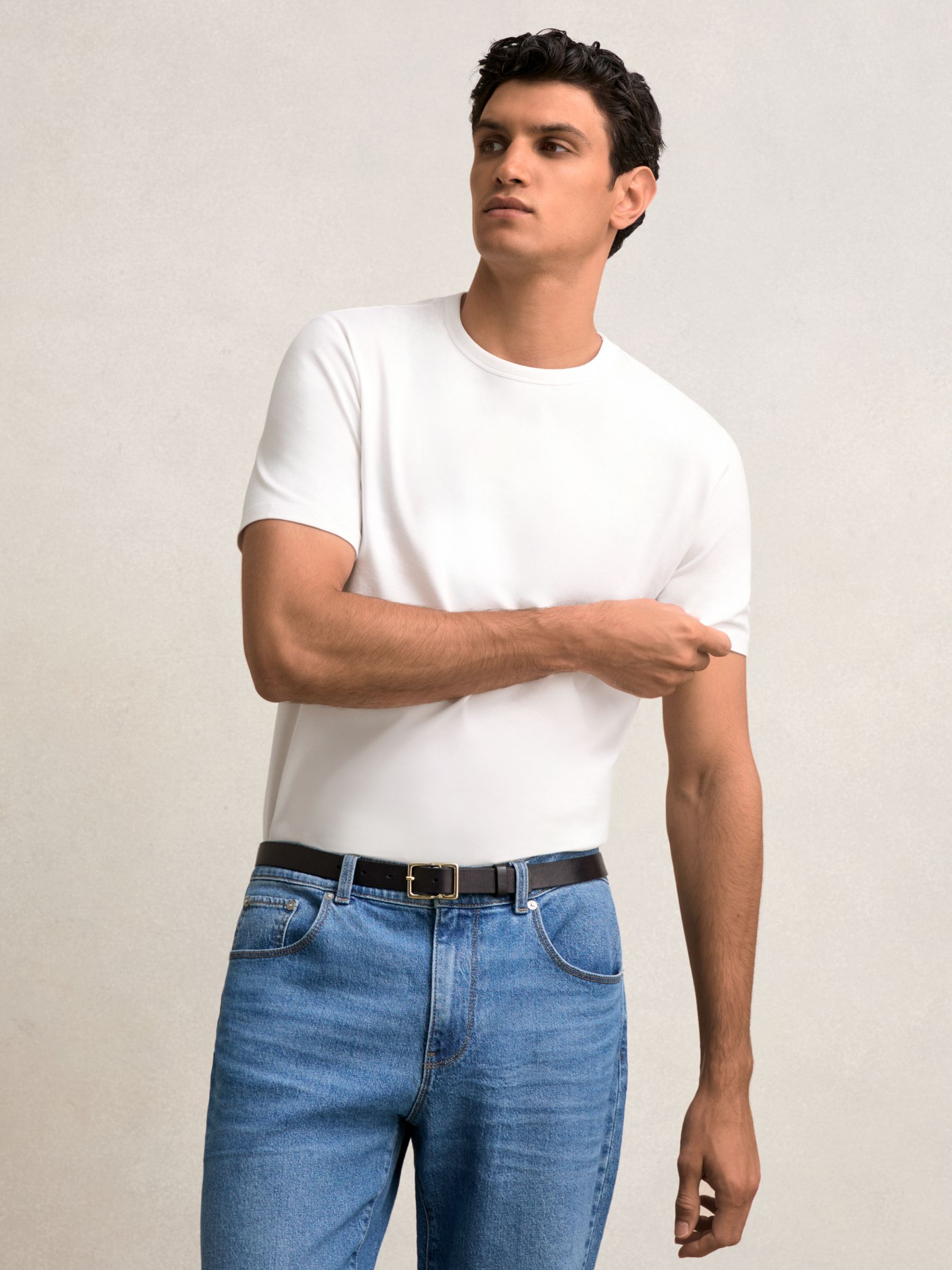 Stretch-Cotton Crew-Neck T-Shirt in White