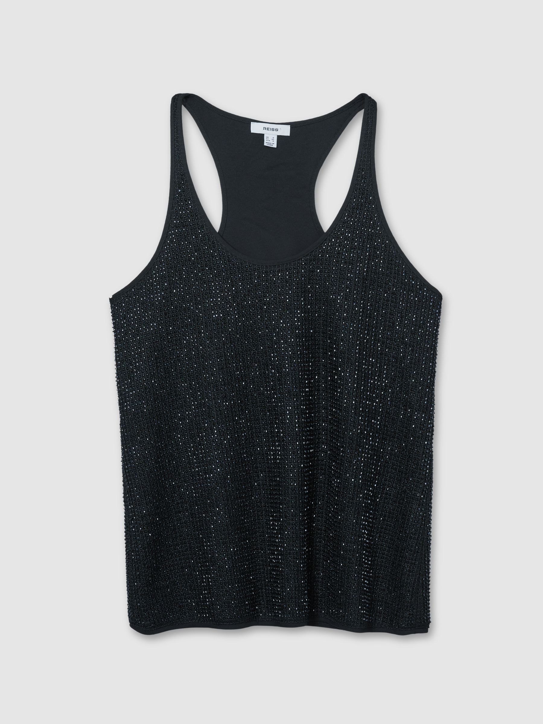 Beaded Cami Top in Dark Blue