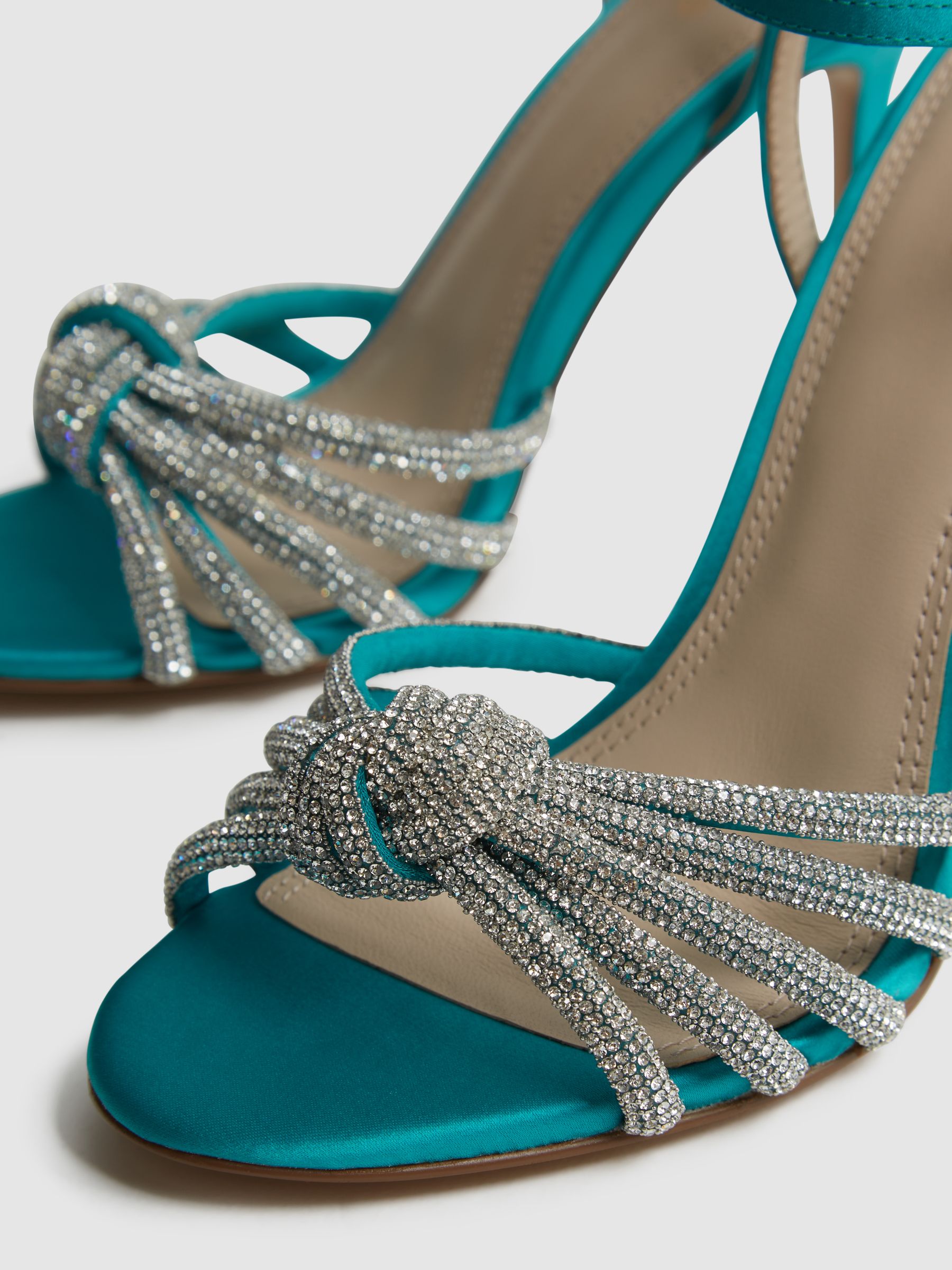 Embellished Heeled Sandals in Blue