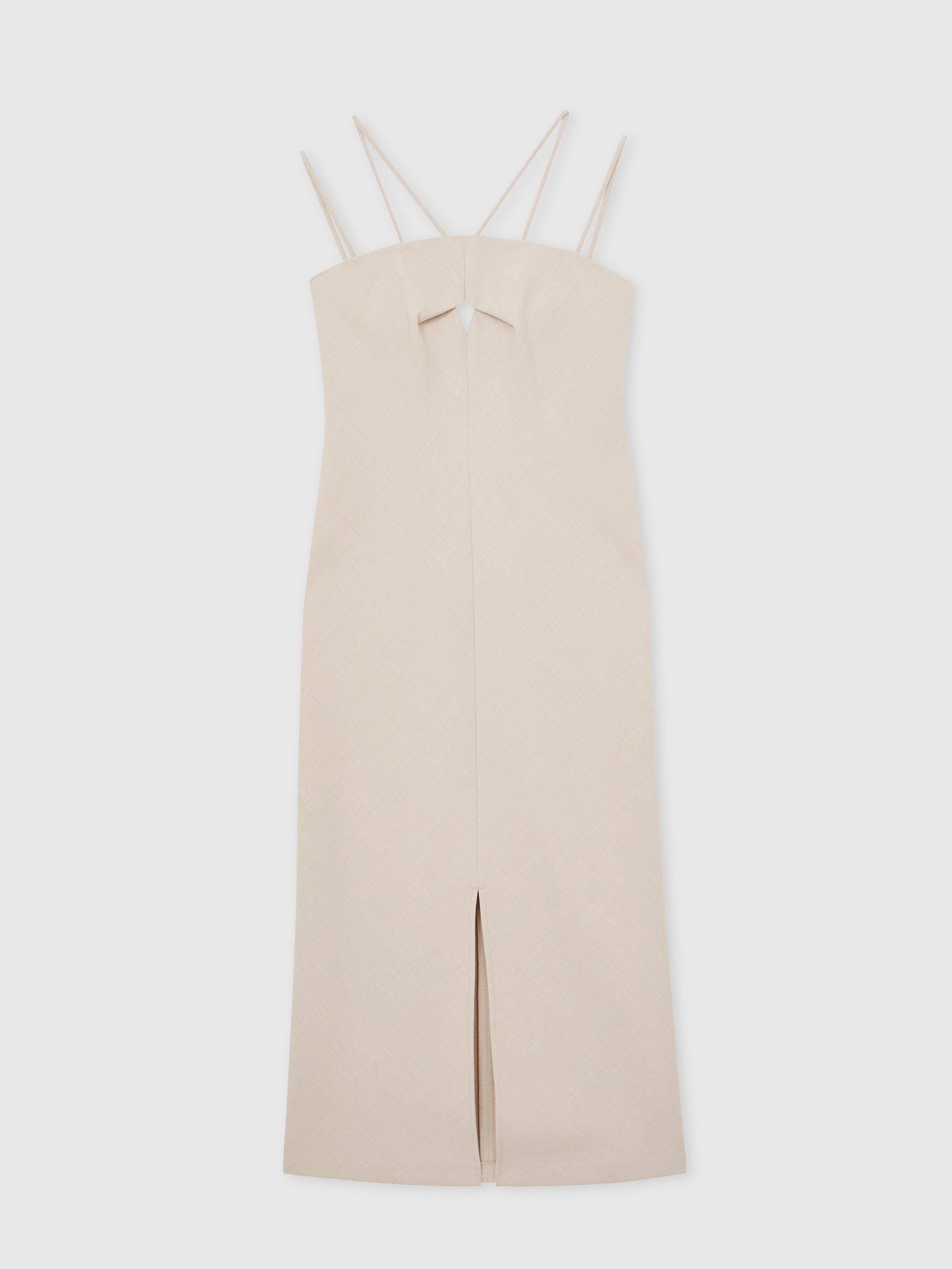 Double Strap Cut Out Midi Dress in Stone Neutral