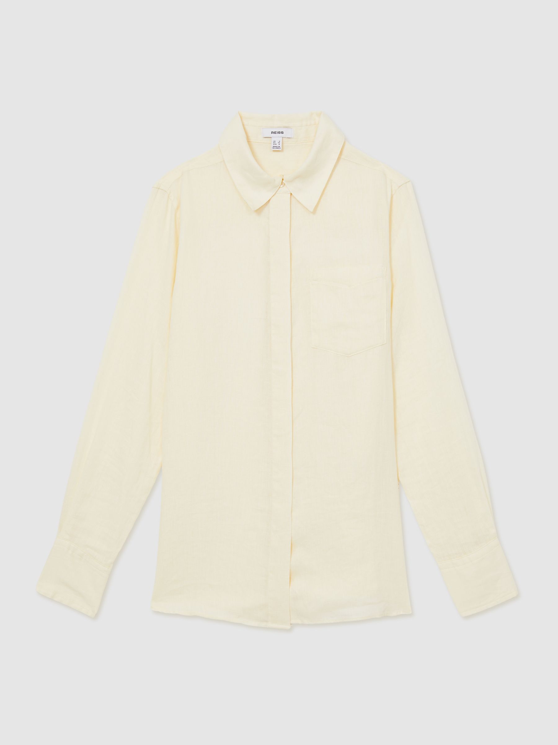 Linen Button-Through Shirt in Pale Yellow