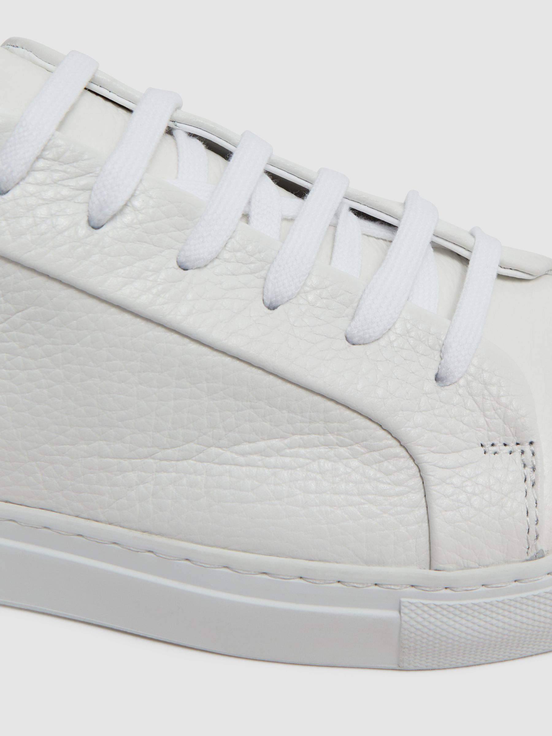 Tumbled-Leather Low-Top Trainers in White