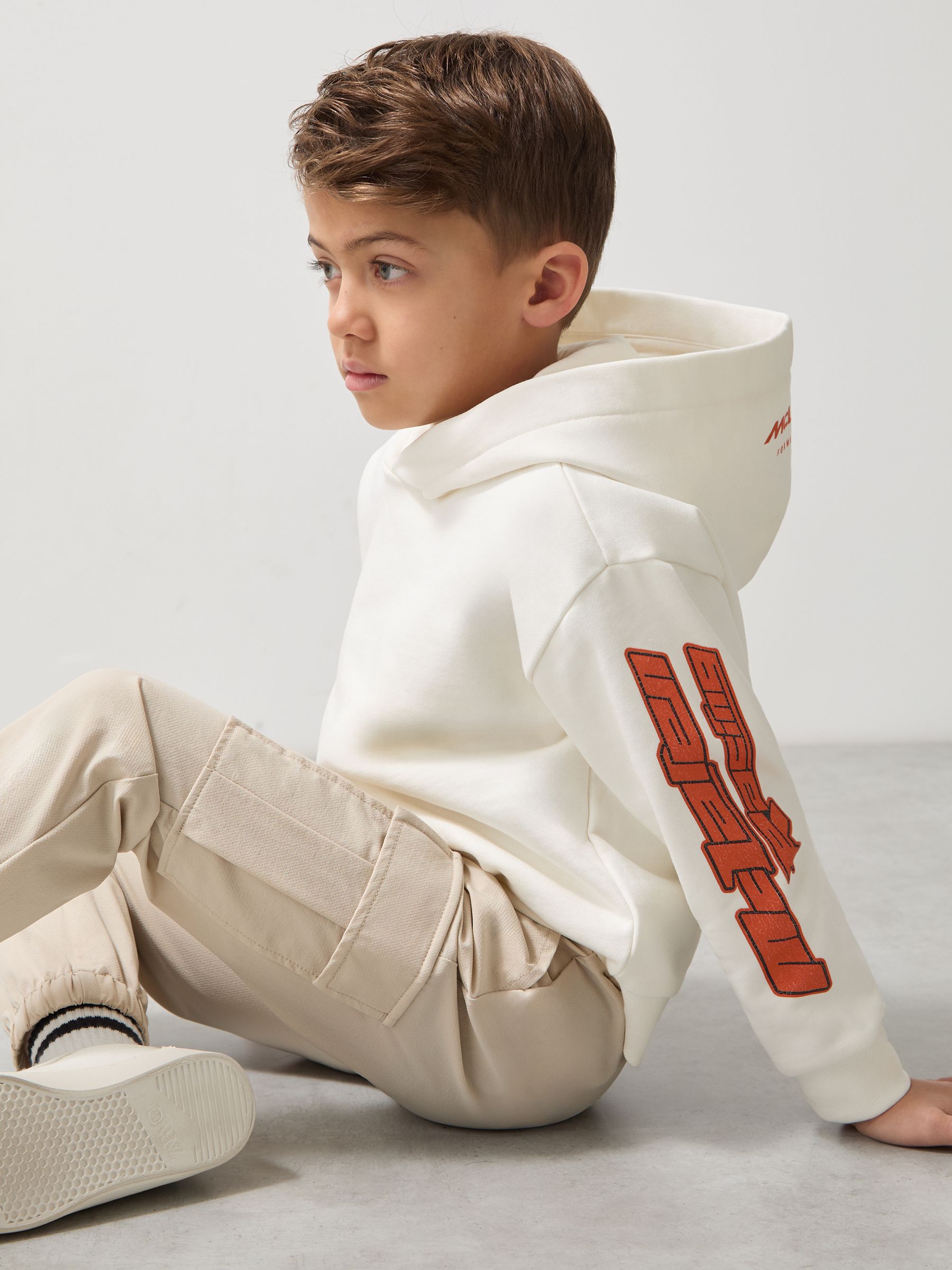 3-9 yrs McLaren F1 Team Cotton Logo Hoodie Unisex Fit in White